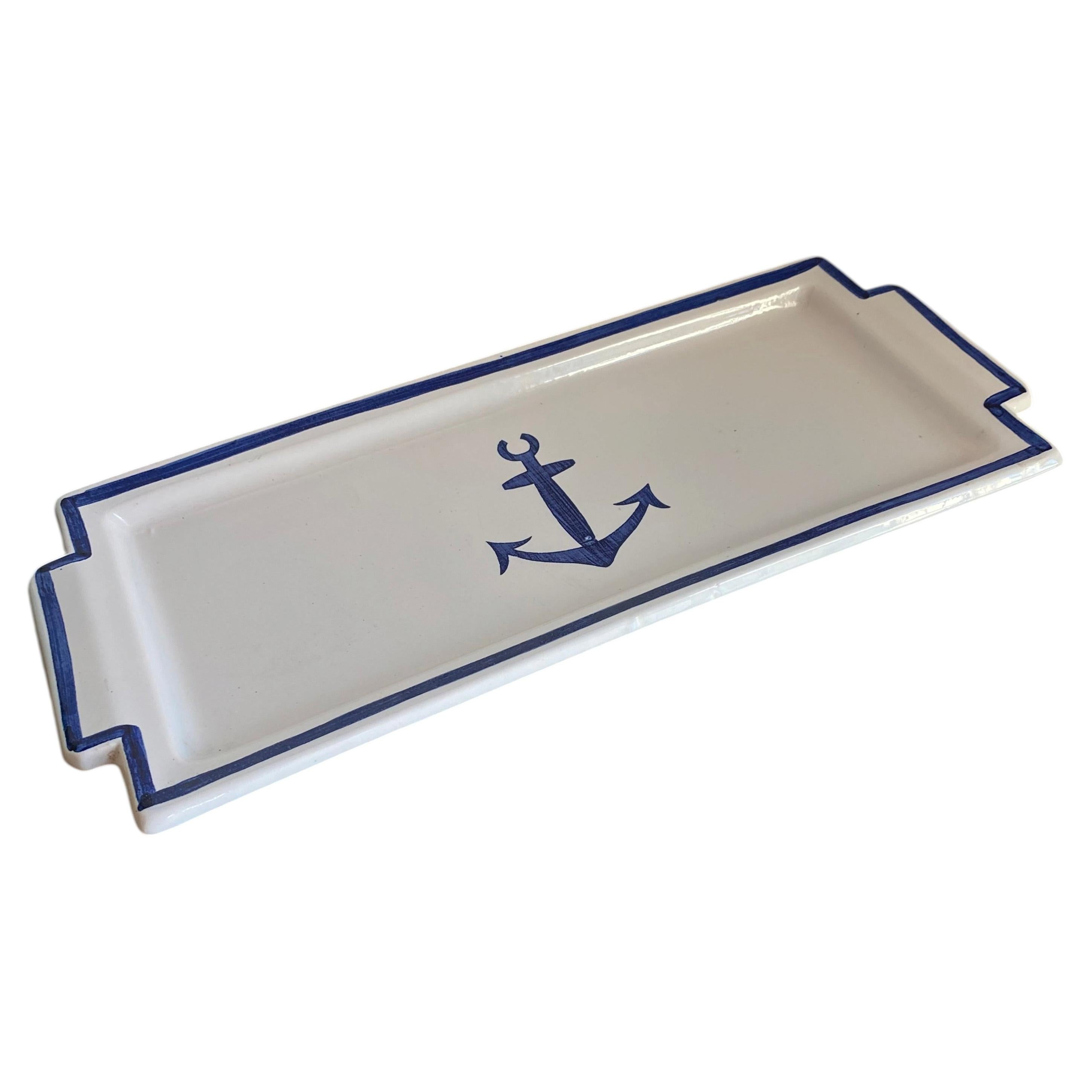 Vintage Porcelain Nautical Tray Made in France For Sale