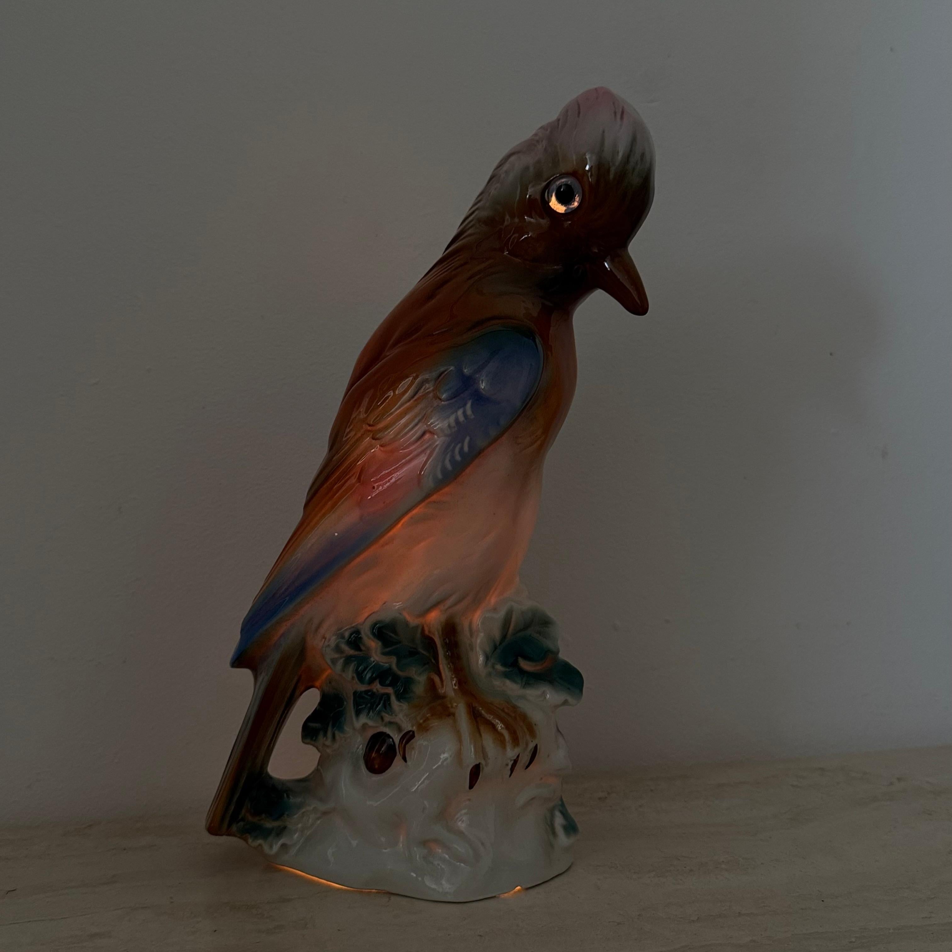 Mid-Century Modern Lampe oiseau Parfume en porcelaine vintage, années 1950 en vente