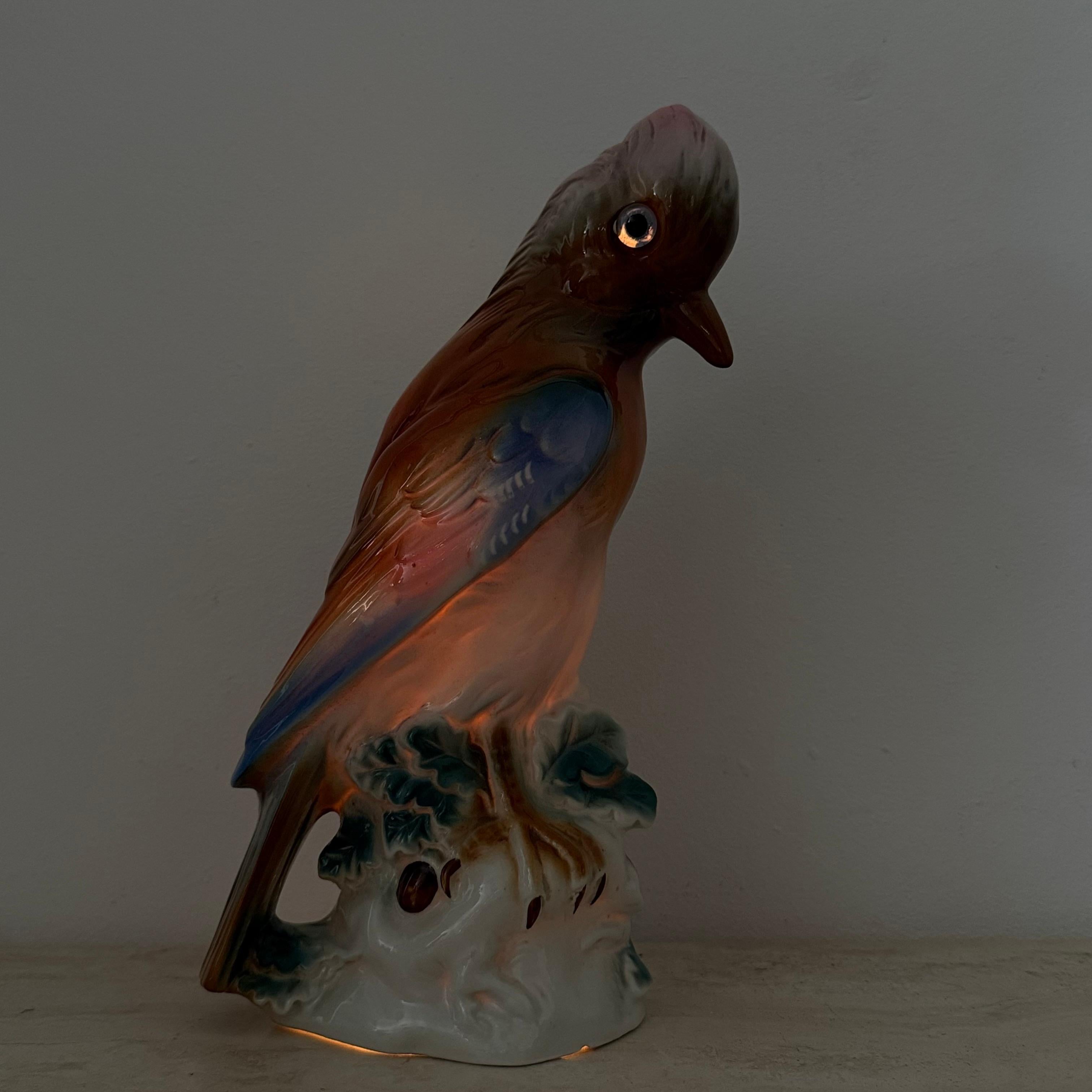 Allemand Lampe oiseau Parfume en porcelaine vintage, années 1950 en vente