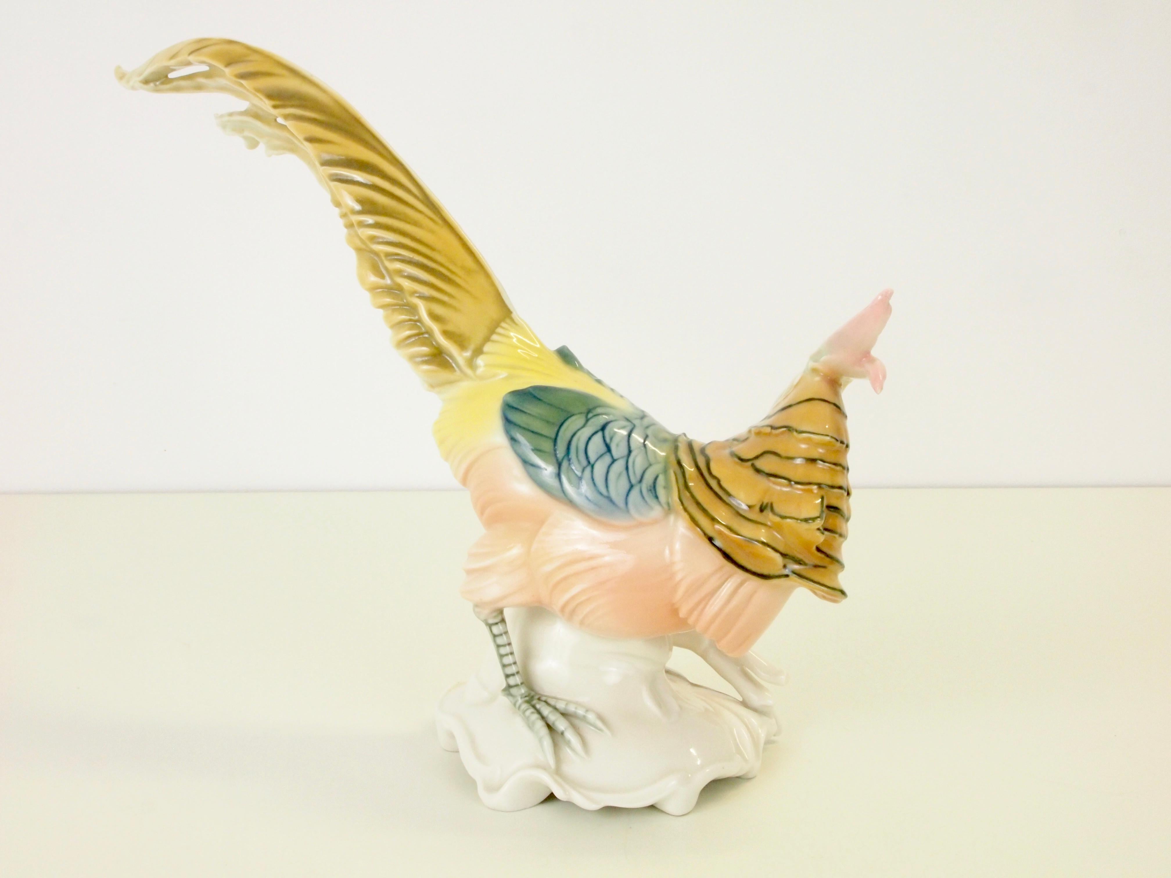 20th Century Vintage Porcelain Pheasant Figurine by Karl ENS Volkstedt