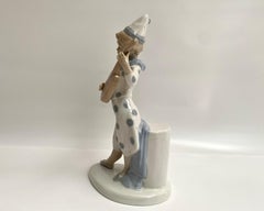 Vintage Porcelain Pierrot Figurine Hand-Painted Spanish "VALENCIA" 1970s