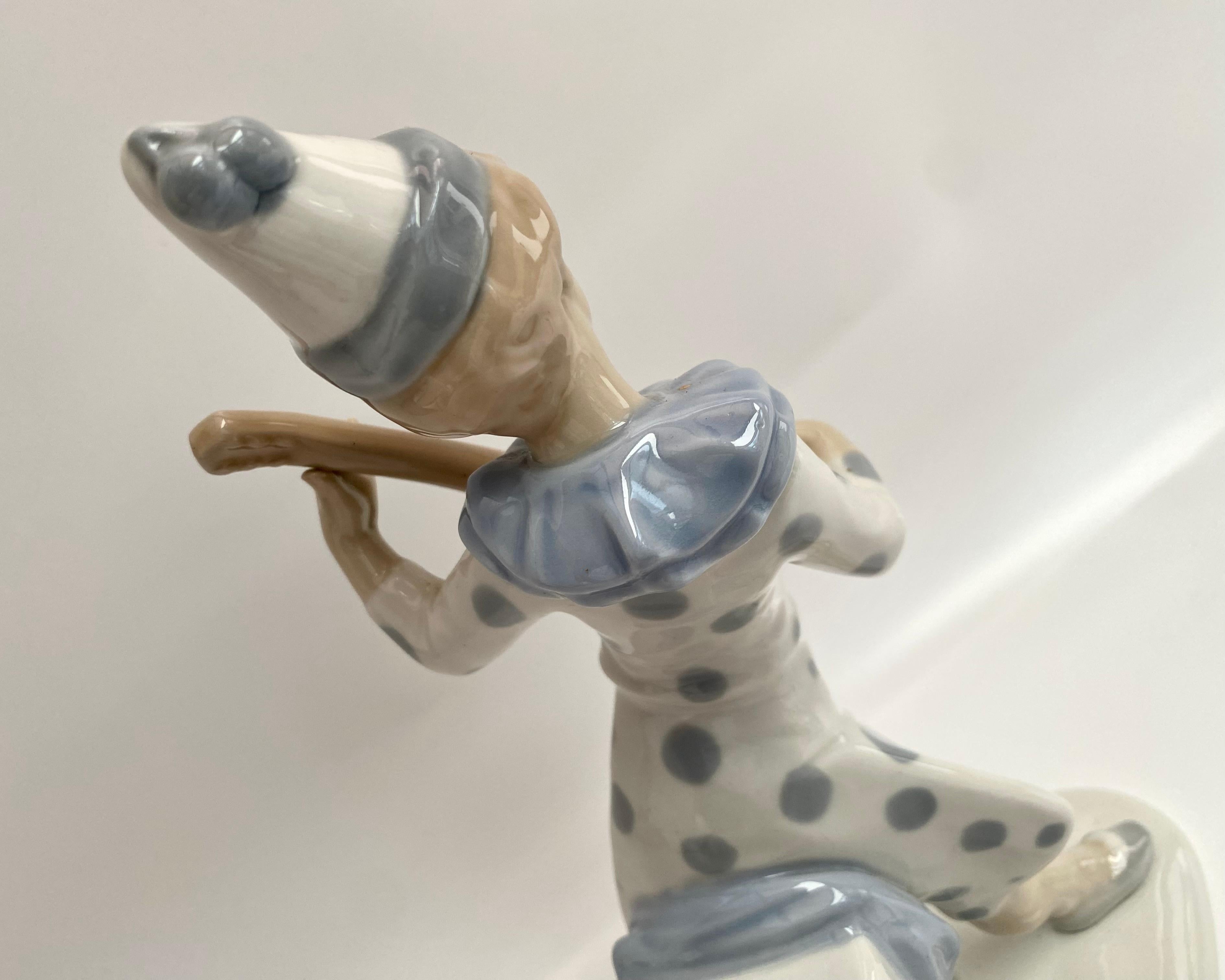 Late 20th Century Vintage Porcelain Pierrot Figurine Hand-Painted Spanish 