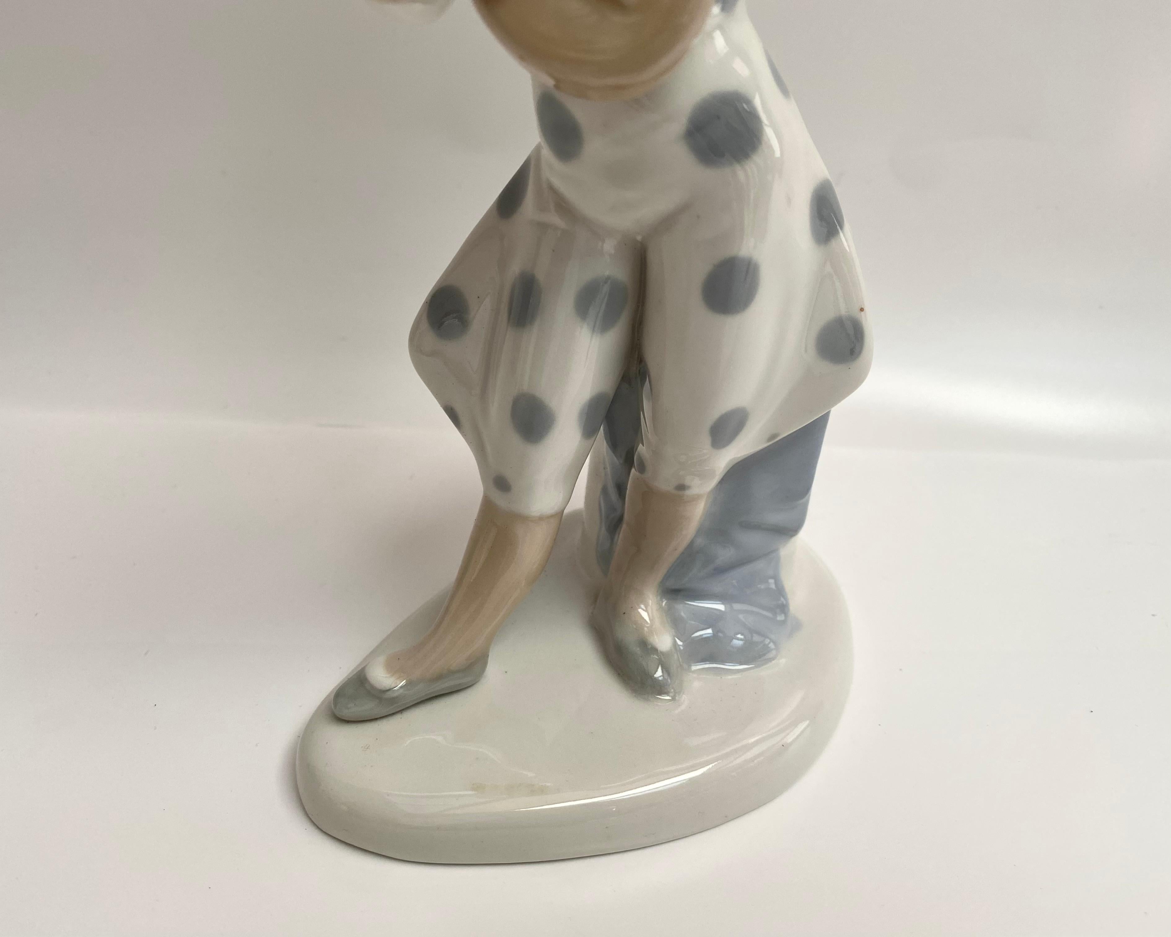 Vintage Porcelain Pierrot Figurine Hand-Painted Spanish 