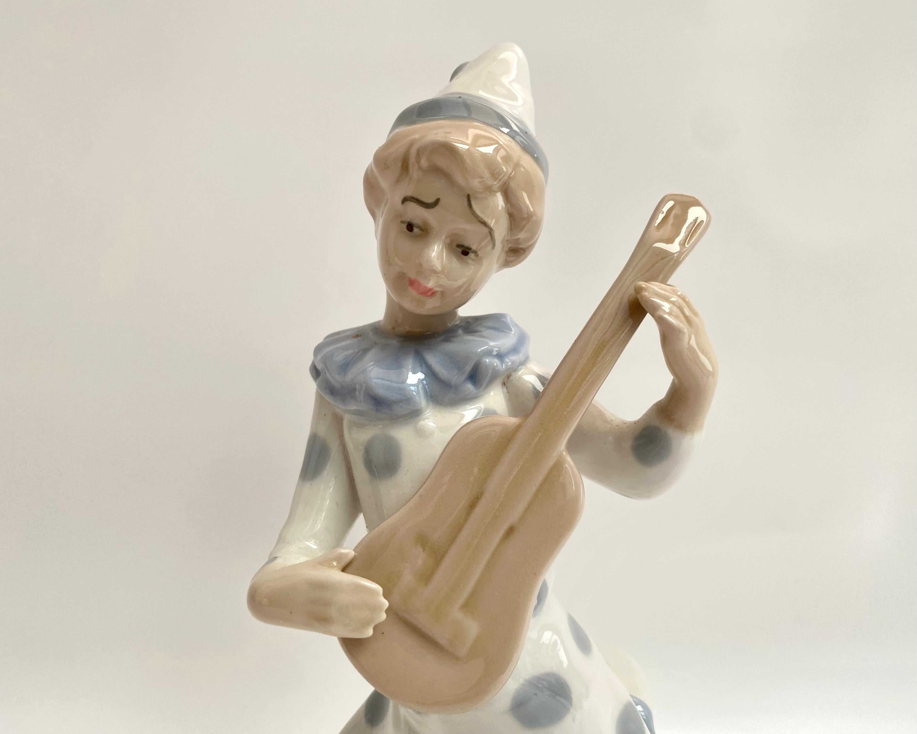 Vintage Porcelain Pierrot Figurine Hand-Painted Spanish 