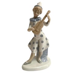 Figurita Pierrot Vintage de porcelana pintada a mano española "VALENCIA" Años 70
