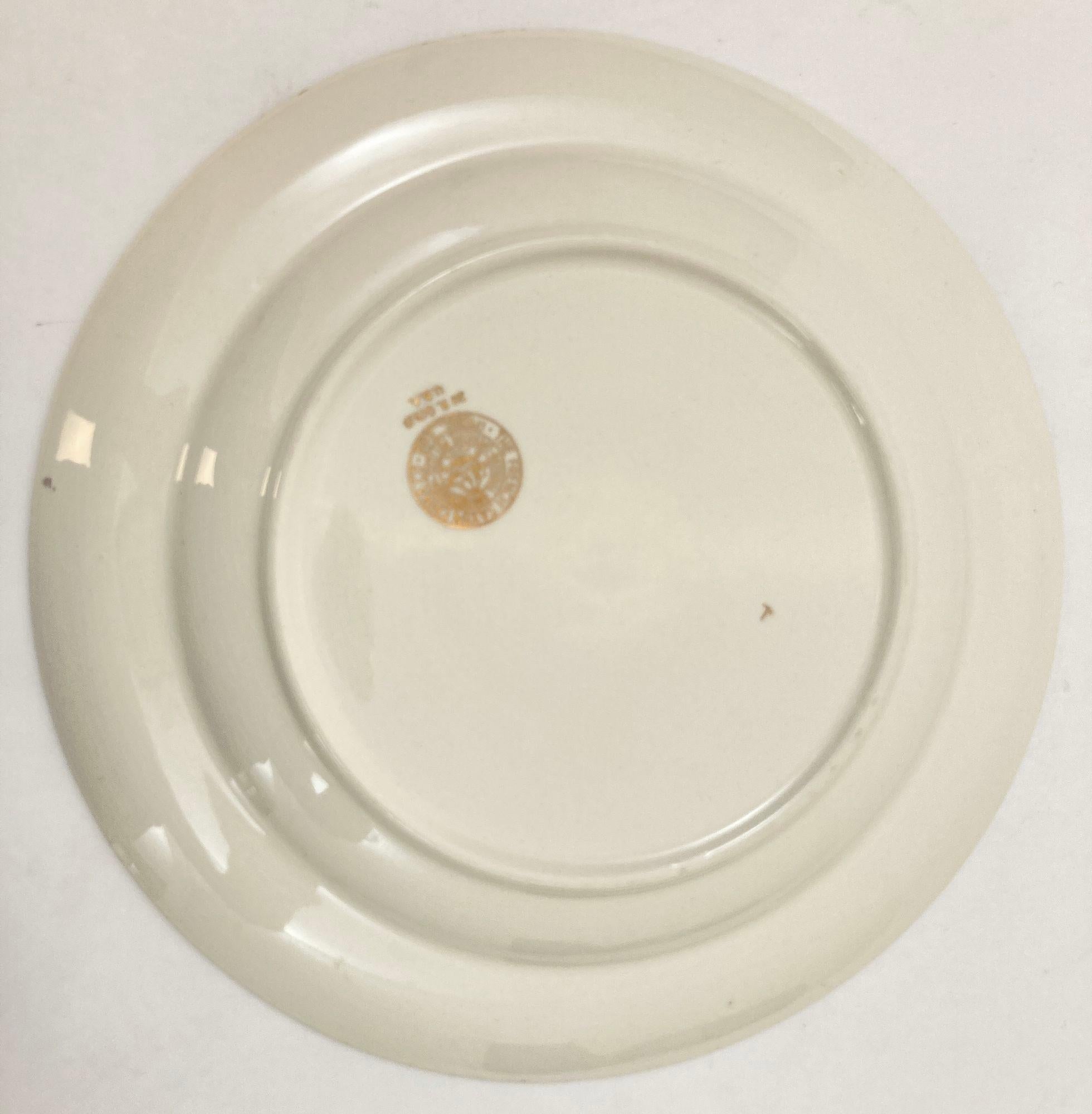 Vintage-Porzellanteller The French Saxon China C0 22K. Gold Hergestellt in den USA 1940er Jahre (Handbemalt) im Angebot