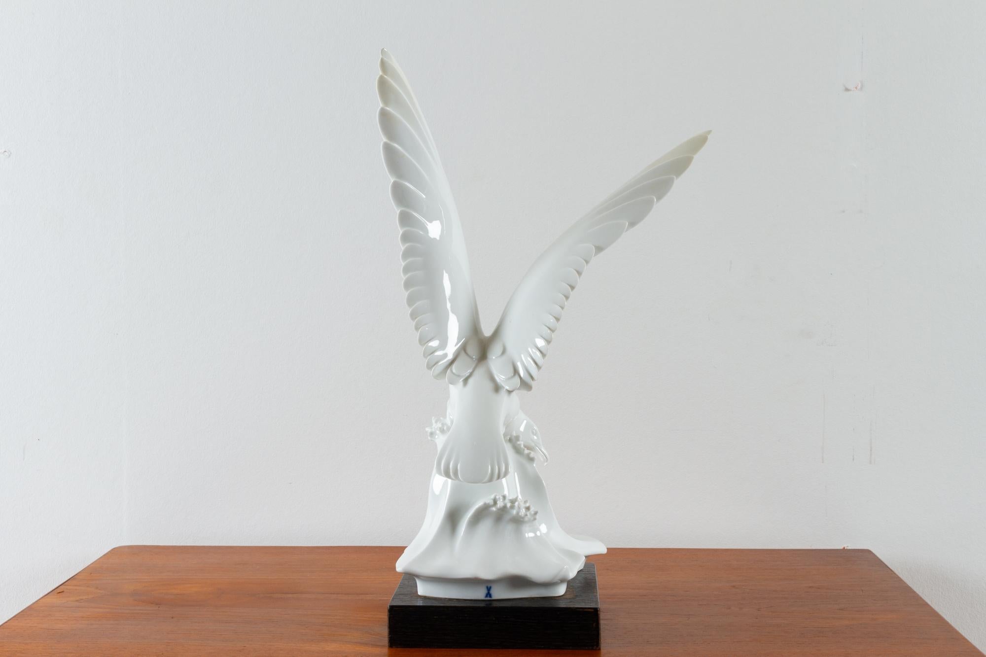 German Vintage Porcelain Seagull Figurine by Max Esser for Meissen, 1930s