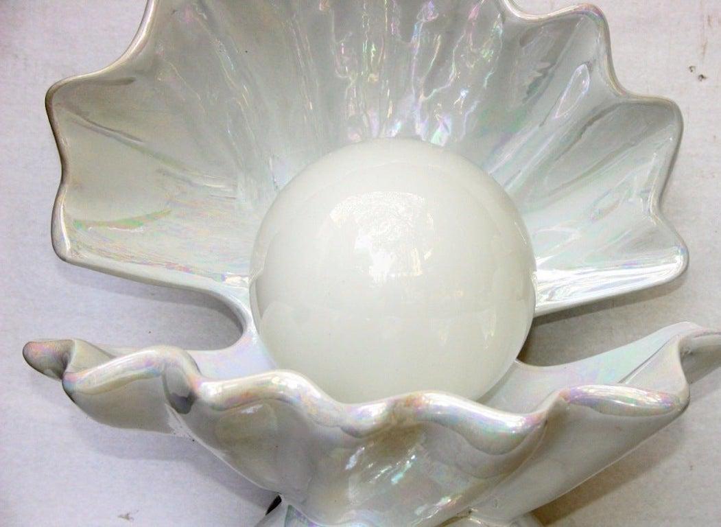 Midcentury Shell Shaped Porcelain Lamps In Good Condition For Sale In New York, NY