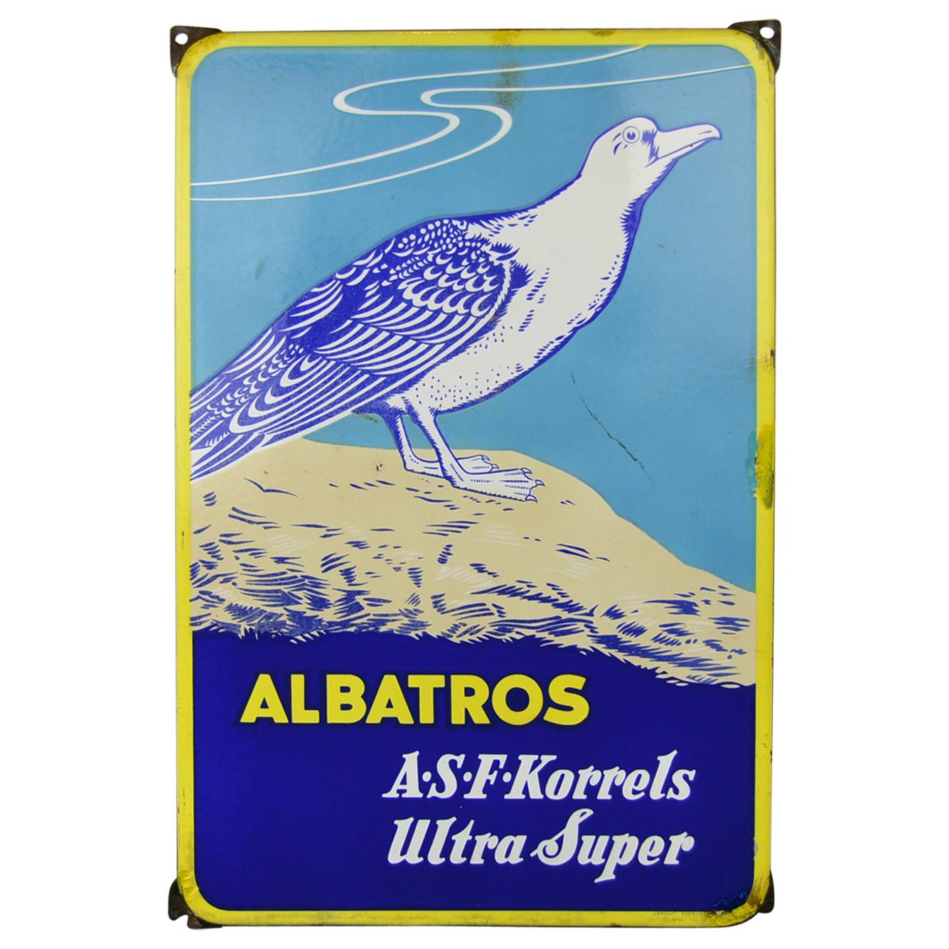 Vintage Porcelain Sign for Albatross Super Phosphate Fertilizer Granules, 1950s