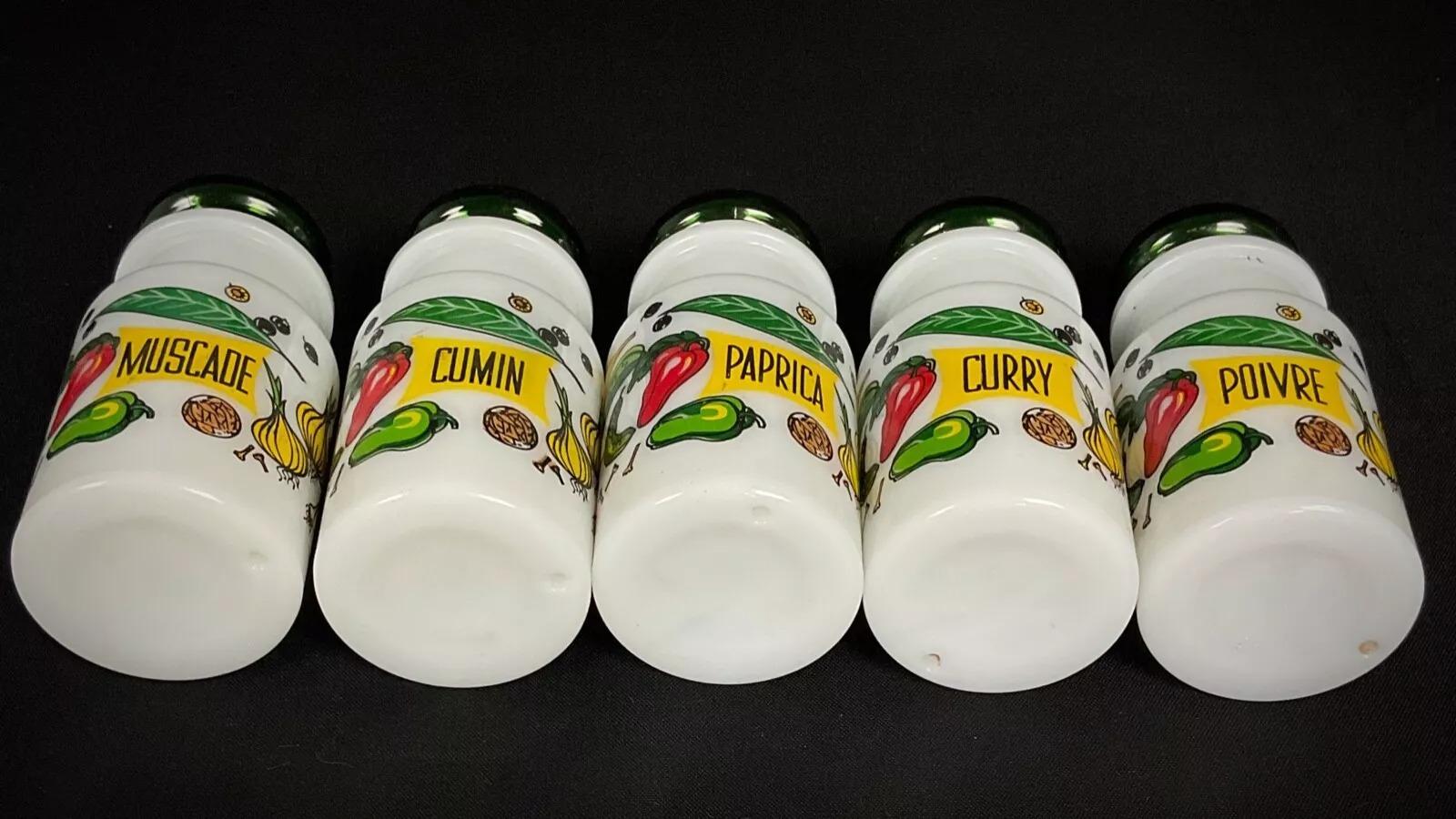 Juego de Especias Vintage de Porcelana - Nuez Moscada, Pimentón, Curry, Comino, Pimienta - 2Y365 siglo XX en venta