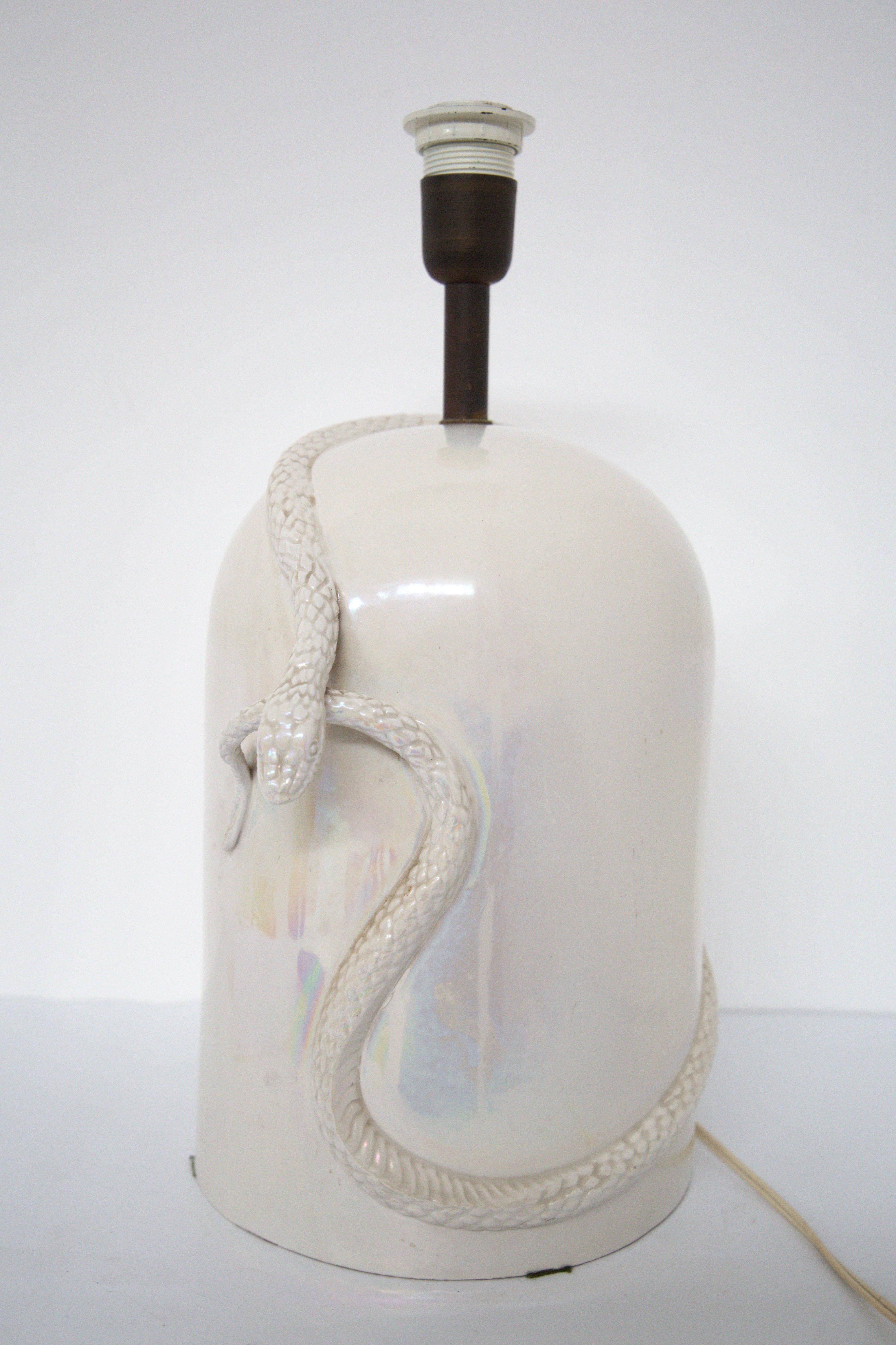 Vintage Porcelain Table Lamp with Snake 5
