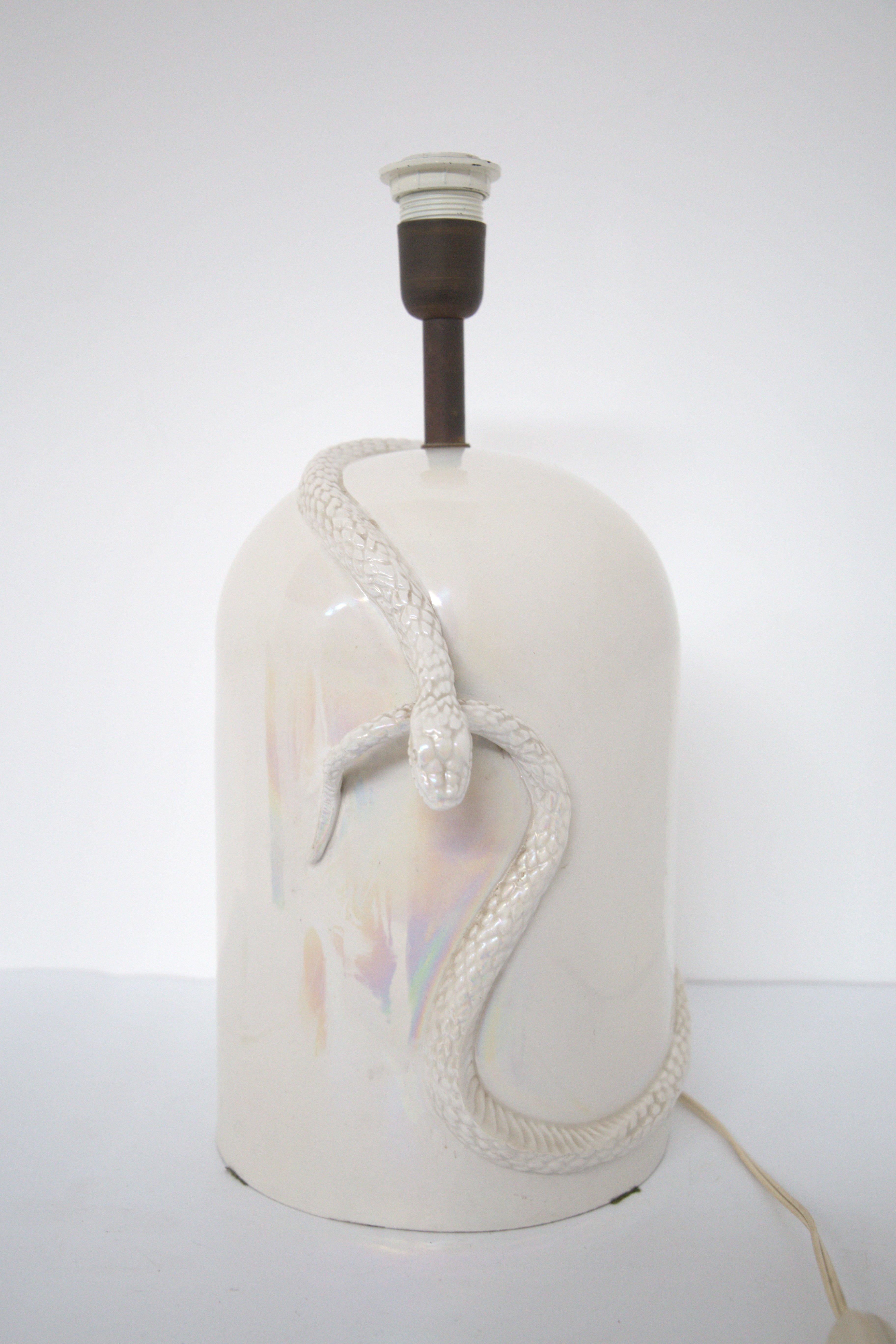 Vintage Porcelain Table Lamp with Snake 8