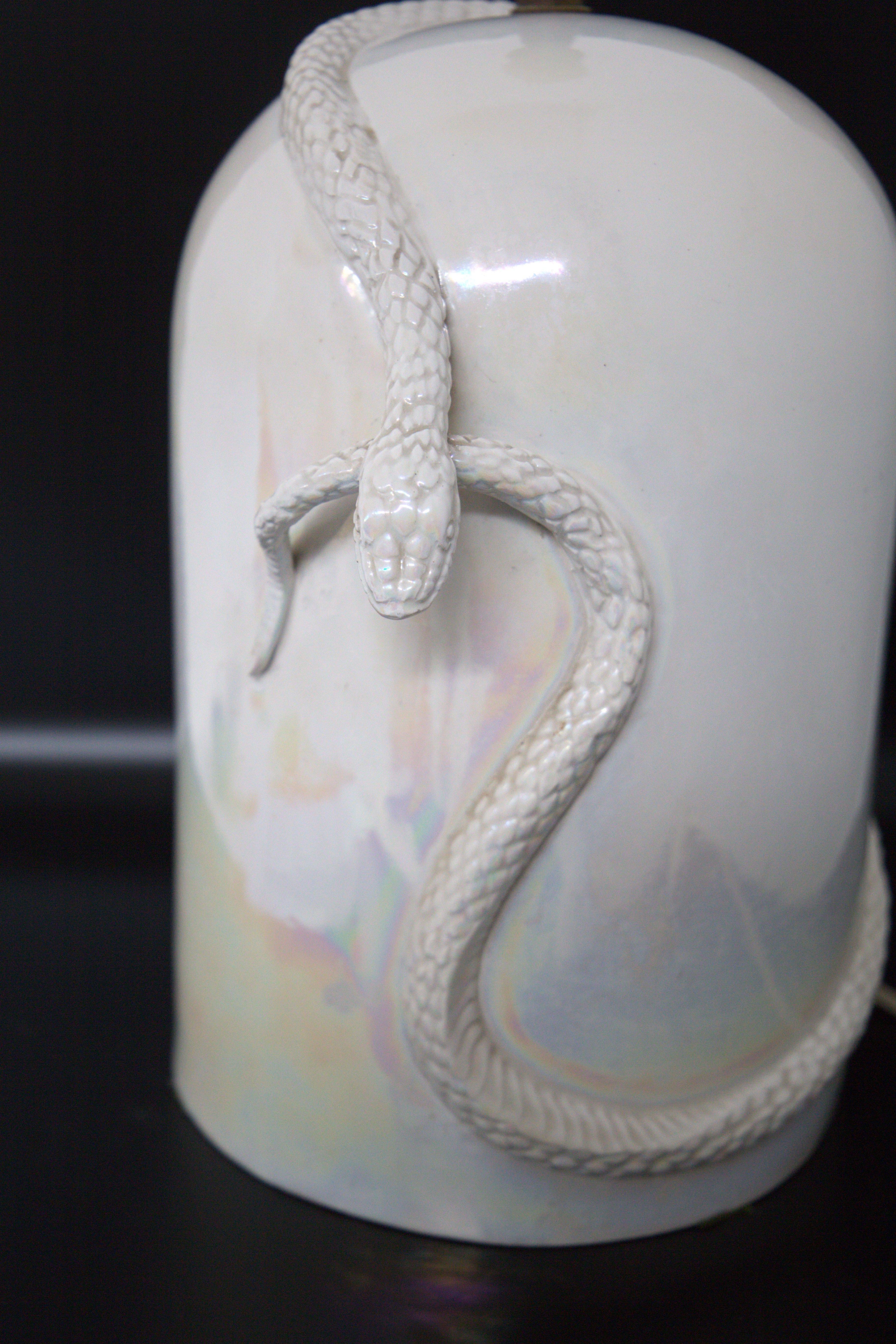 Vintage Porcelain Table Lamp with Snake 10