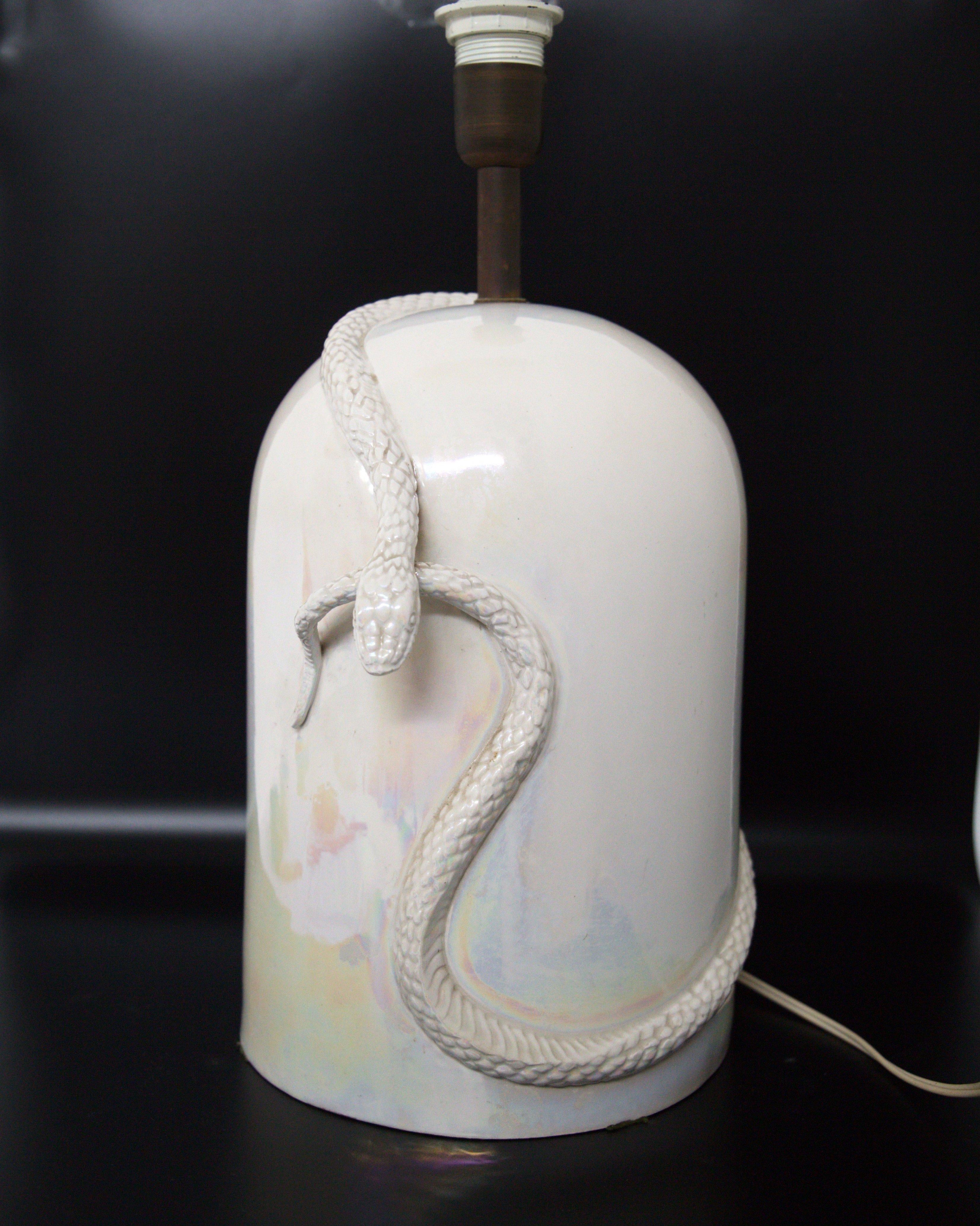 Vintage Porcelain Table Lamp with Snake 11