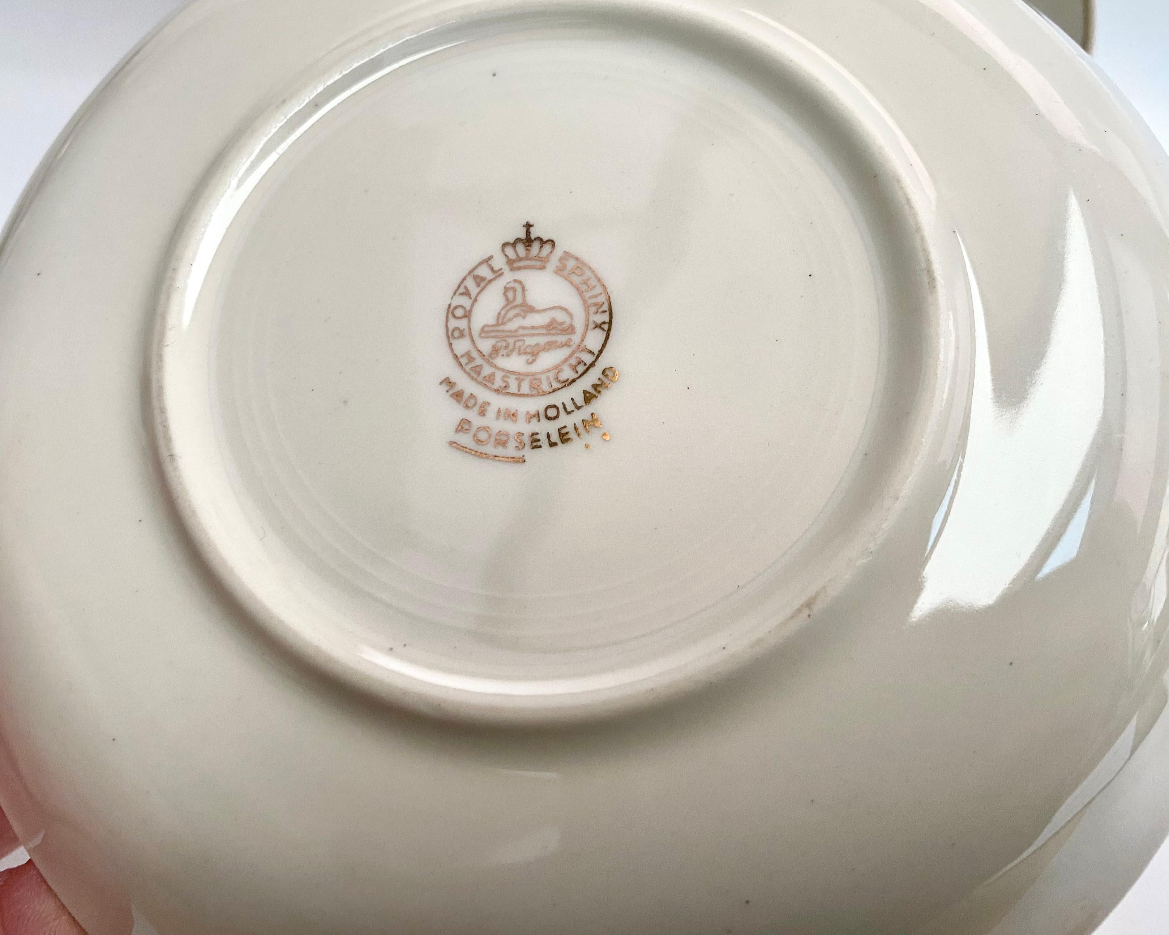 Juego de té/café Vintage Porcelana China de Hueso Esfinge Real de Maastricht, Holanda en venta 2