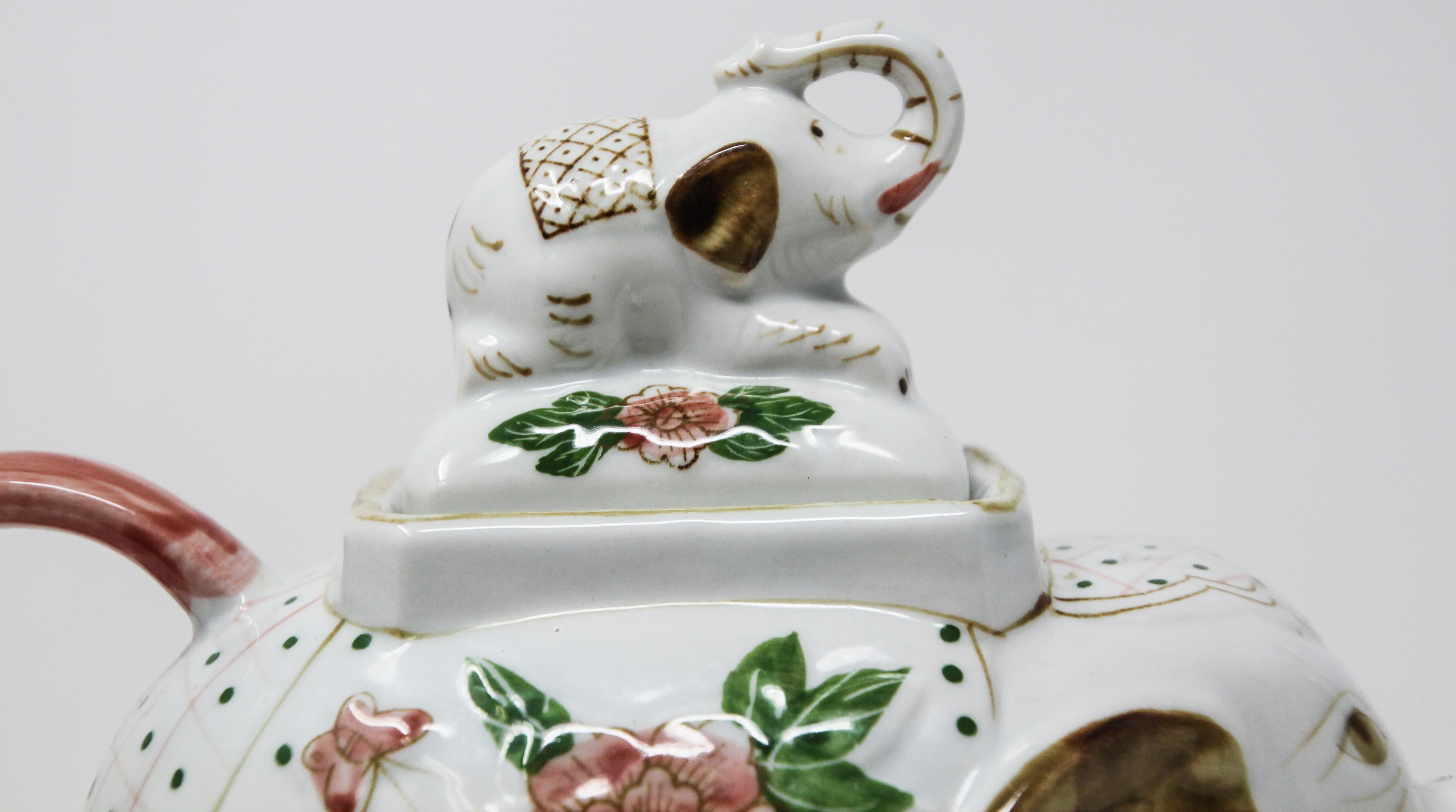 Chinese Vintage Porcelain Teapot in the Form of an Elephant