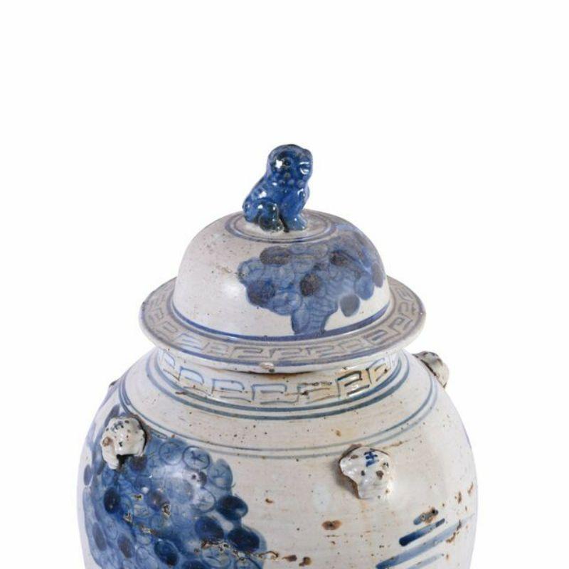 Chinese Chippendale Vintage Porcelain Temple Jar Enchanted Children Motif, Small For Sale