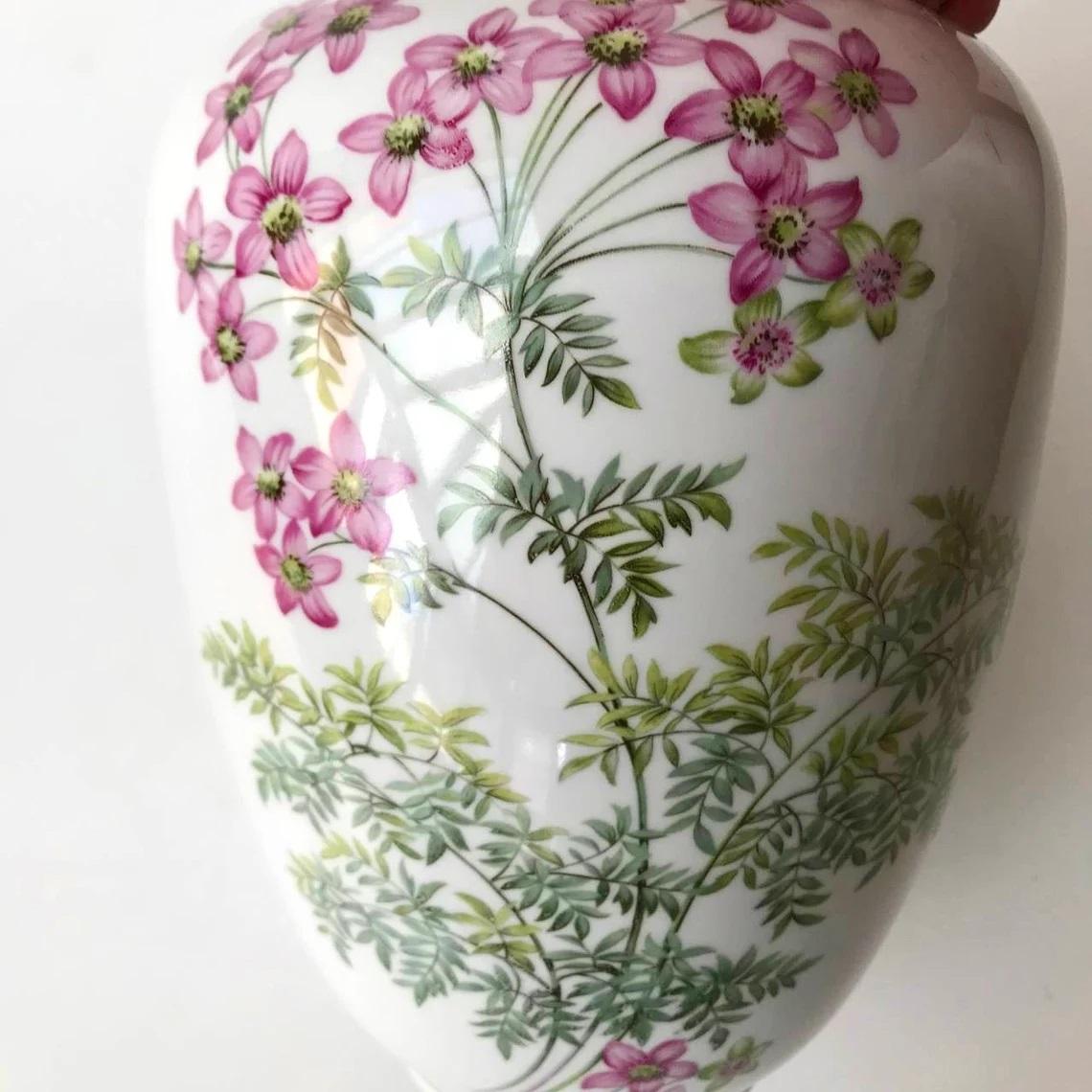 Mid-Century Modern Vintage Porcelain Vase with Floral Pattern by Weimar, 1950s