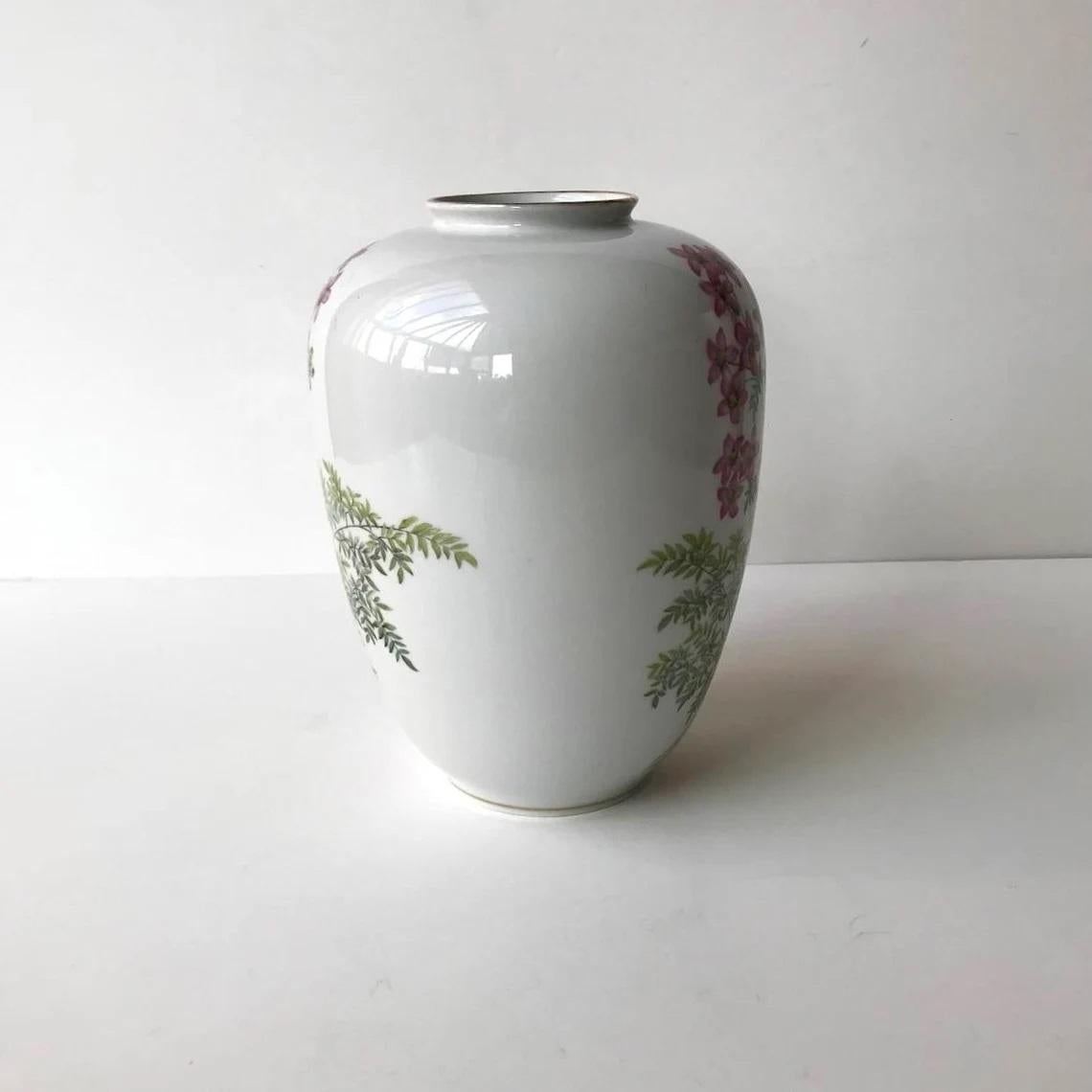 German Vintage Porcelain Vase with Floral Pattern by Weimar, 1950s