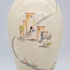 Porzellanvase im Vintage-Stil mit italienischer Szene aus Lindner.