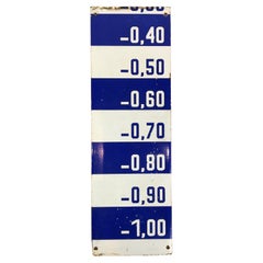 Vintage Porcelain Water Level Sign Blue and White