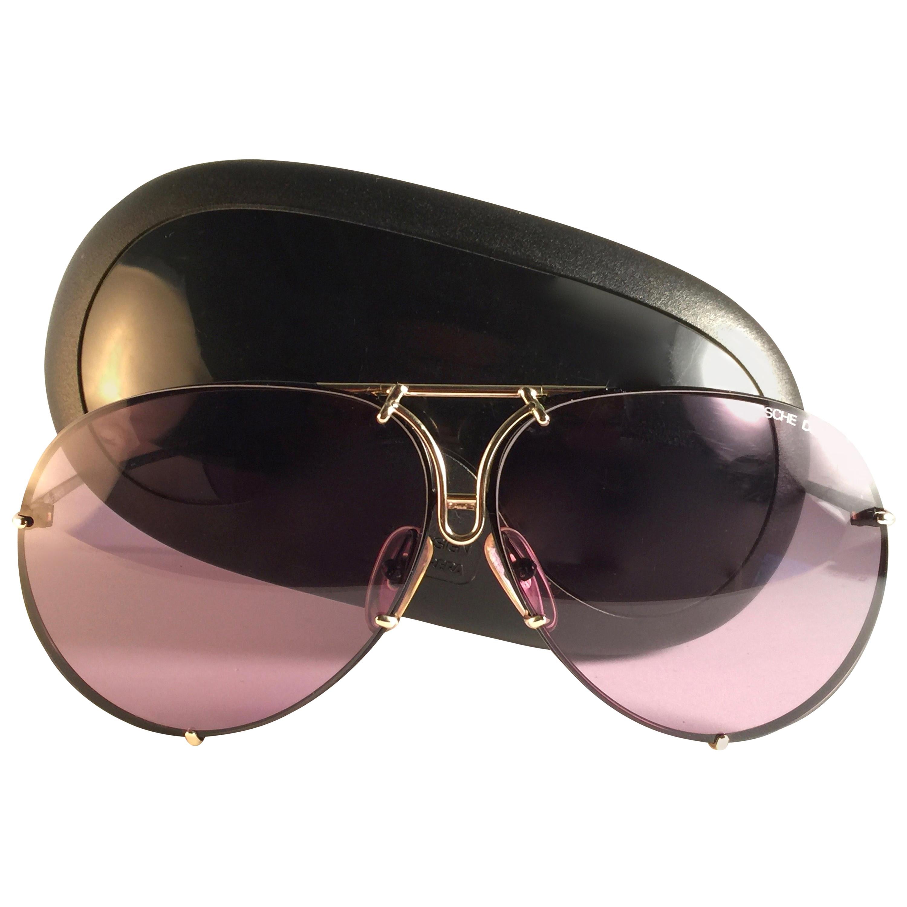 Vintage Porsche 5623 Gold & Black Frame 1980s Large Sunglasses Germany For Sale