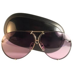 Vintage Porsche 5623 Gold & Black Frame 1980s Large Sunglasses Germany