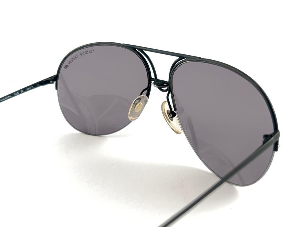 Gray Vintage Porsche Design 5627 90 Medium Size Shield Yoko Ono Sunglasses, 1980s  For Sale