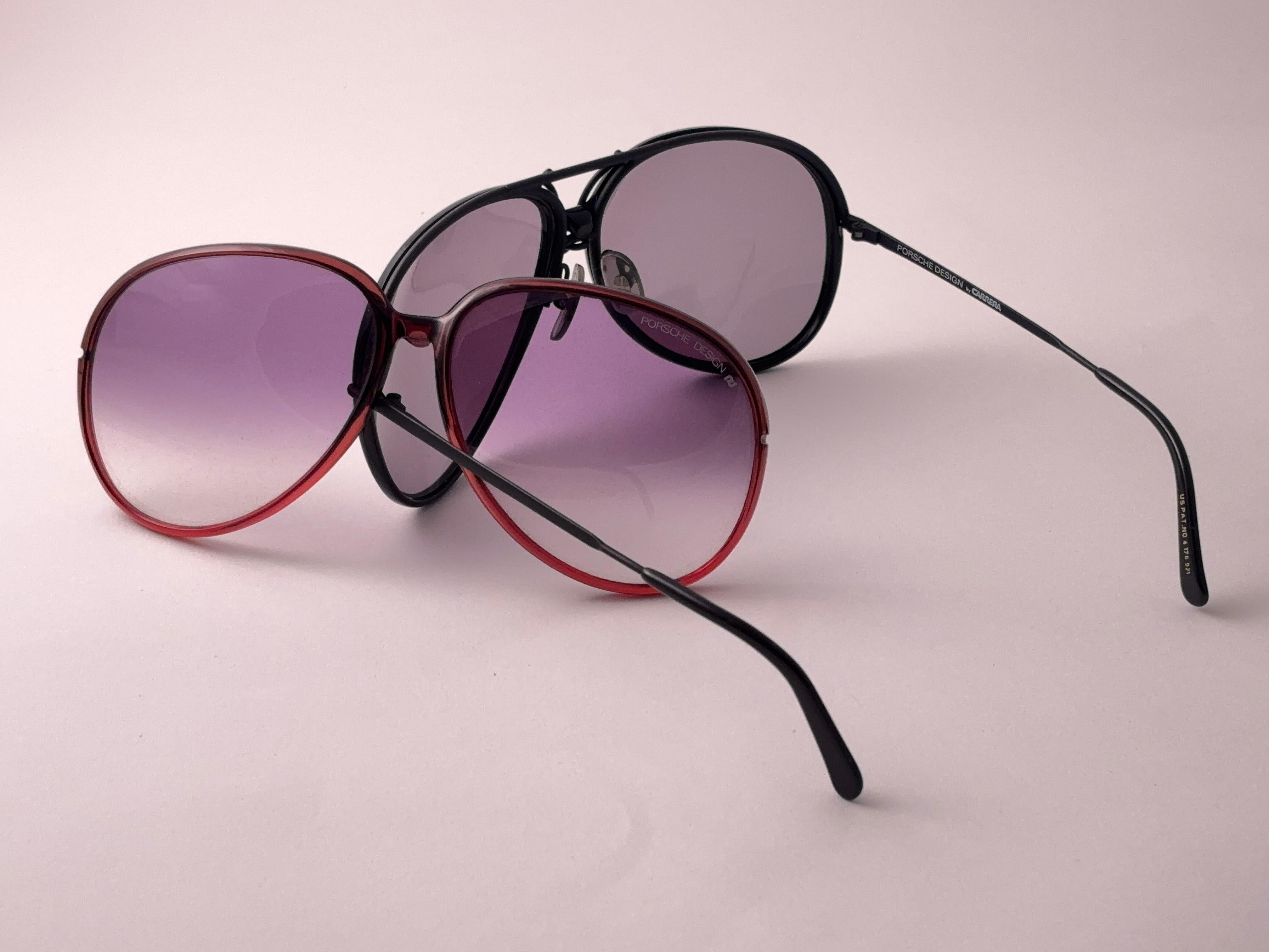 Vintage Porsche Design By Carrera 5632 Große 2 Fronten Sonnenbrille Österreich (Schwarz) im Angebot