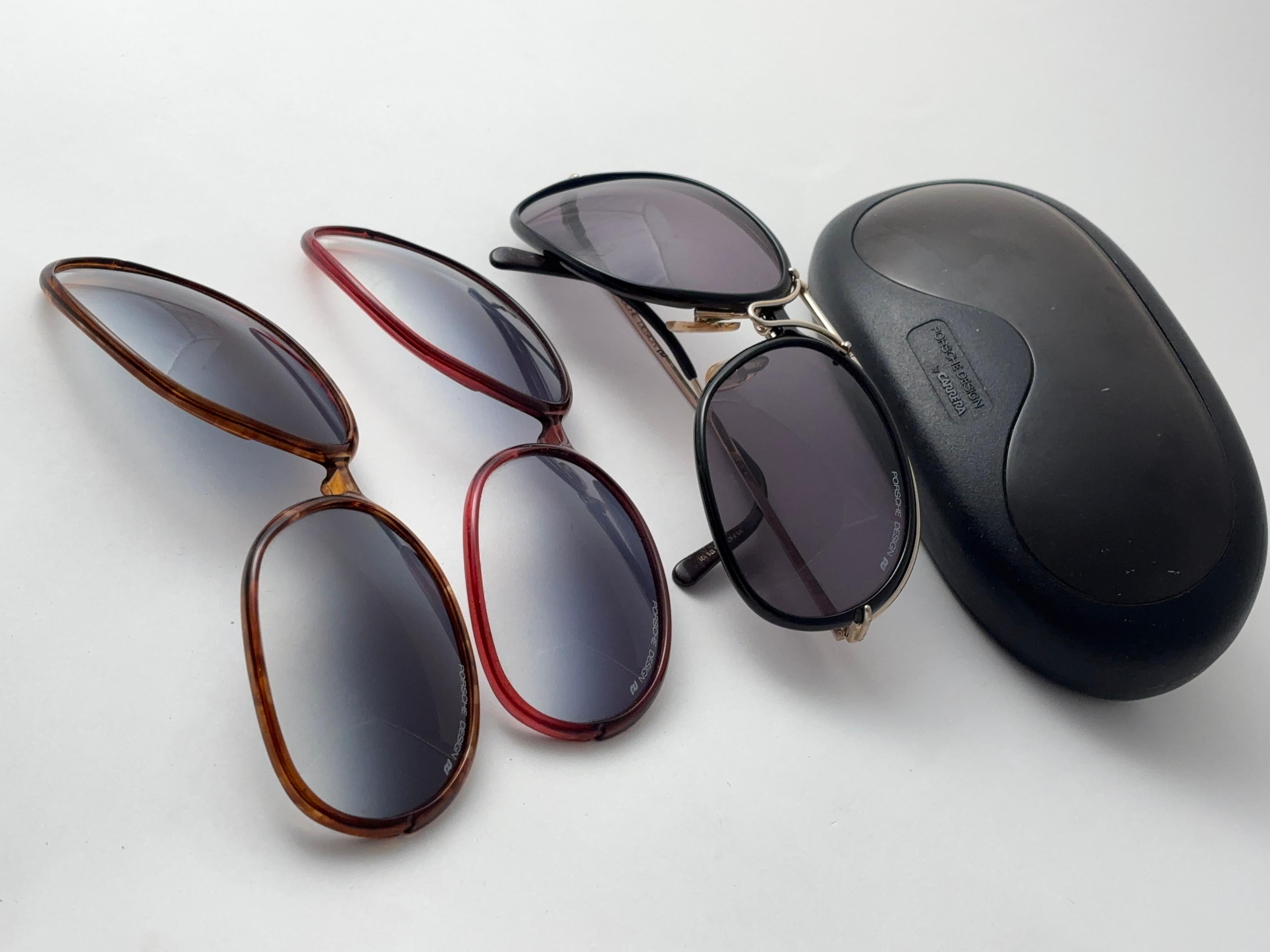 Black Vintage Porsche Design 5631 Large Interchangeable Half Frame Sunglasses For Sale