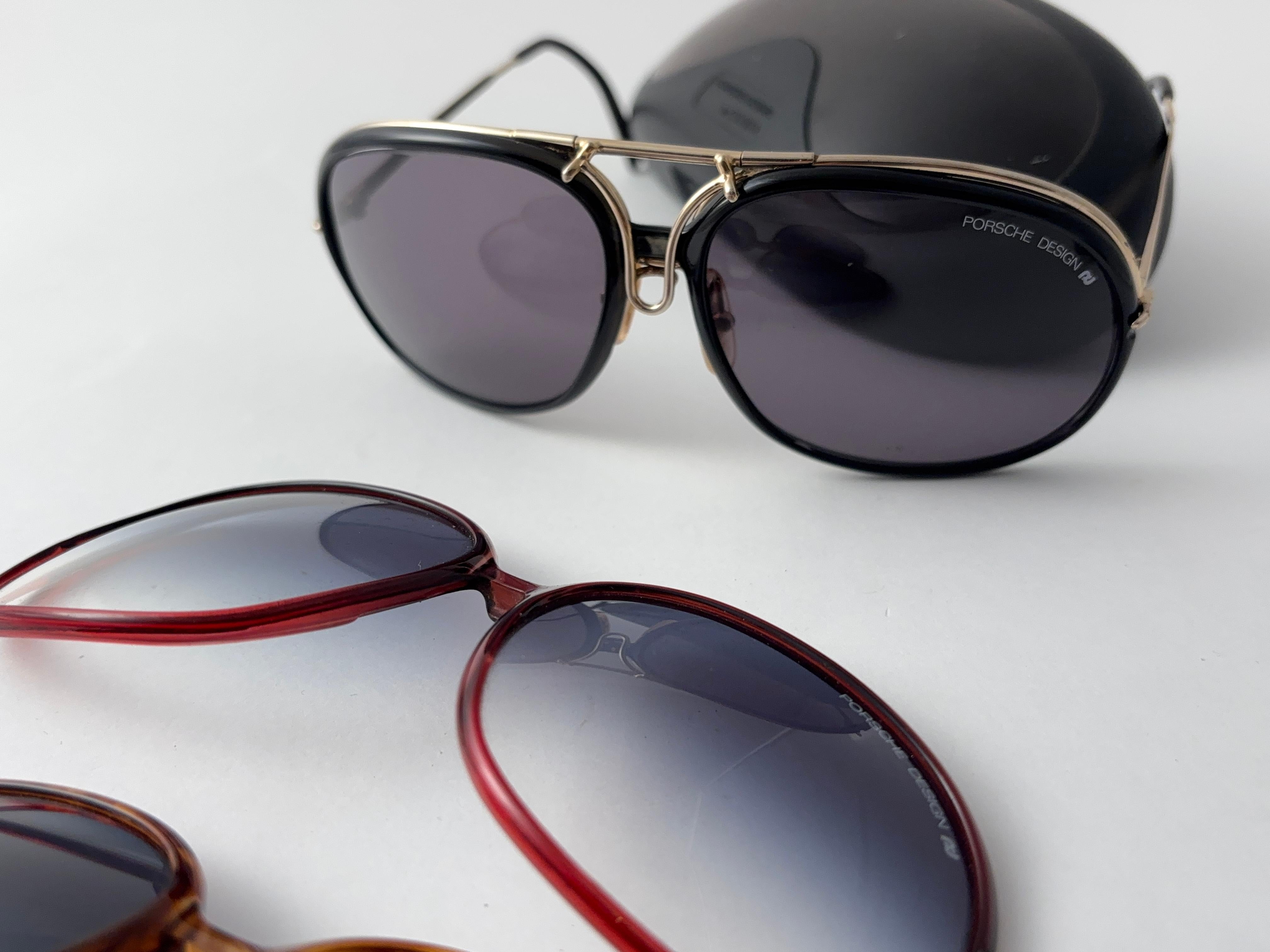 Vintage Porsche Design 5631 Large Interchangeable Half Frame Sunglasses For Sale 3