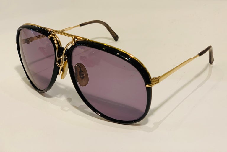 Vintage Porsche Design Carrera Large Gold Aviator Sunglasses with 2