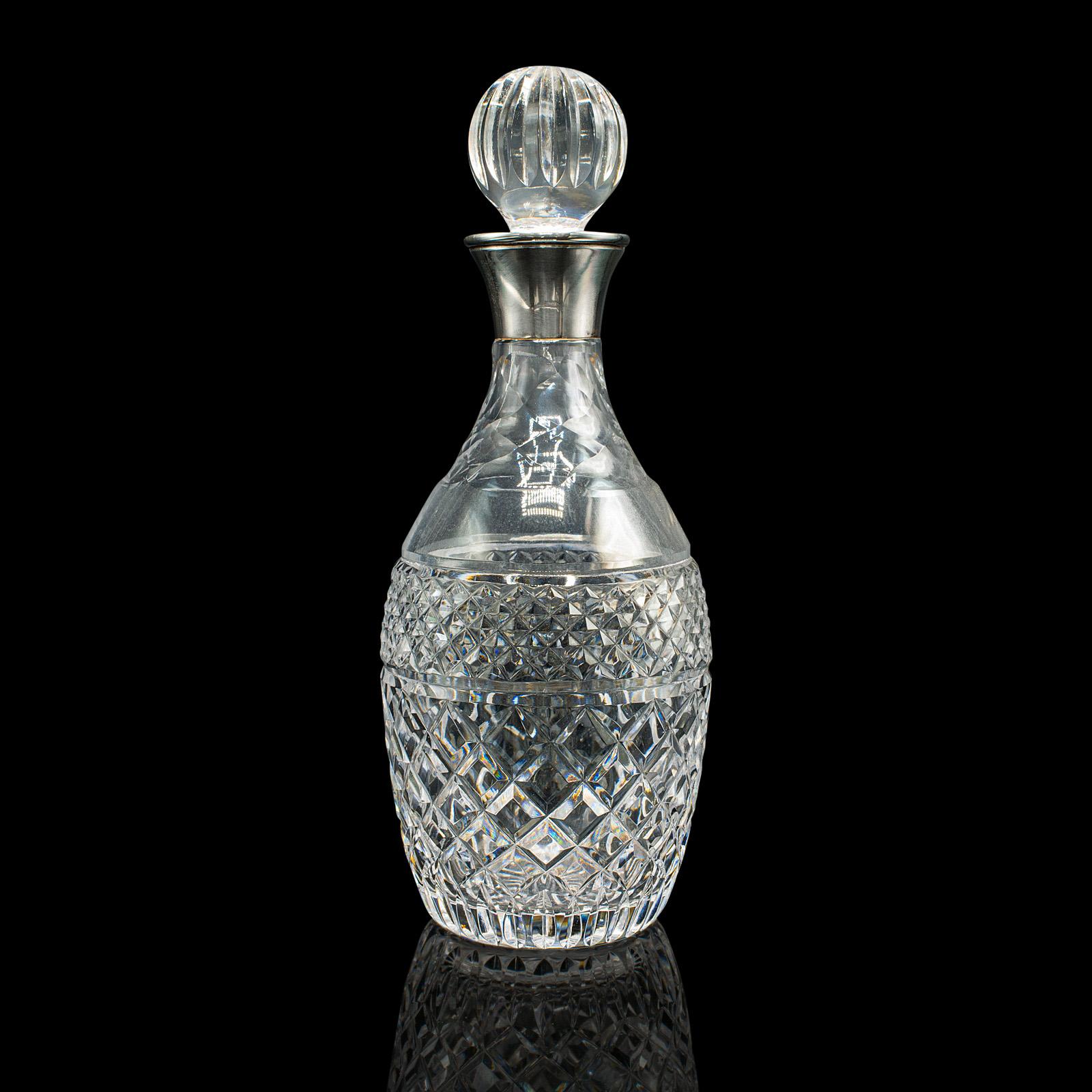 Vintage Port Dekanter, Englisch, geschliffenes Glas, Silber, Sherry, Punze, Mitte des Jahrhunderts (Moderne der Mitte des Jahrhunderts) im Angebot