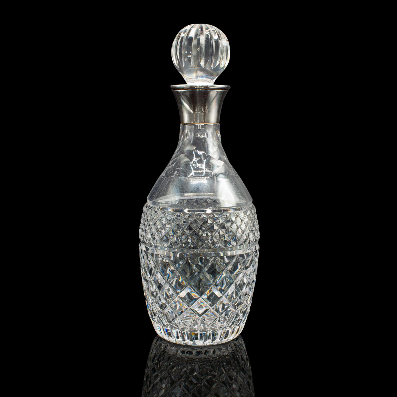 Vintage Port Dekanter, Englisch, geschliffenes Glas, Silber, Sherry, Punze, Mitte des Jahrhunderts (Britisch) im Angebot