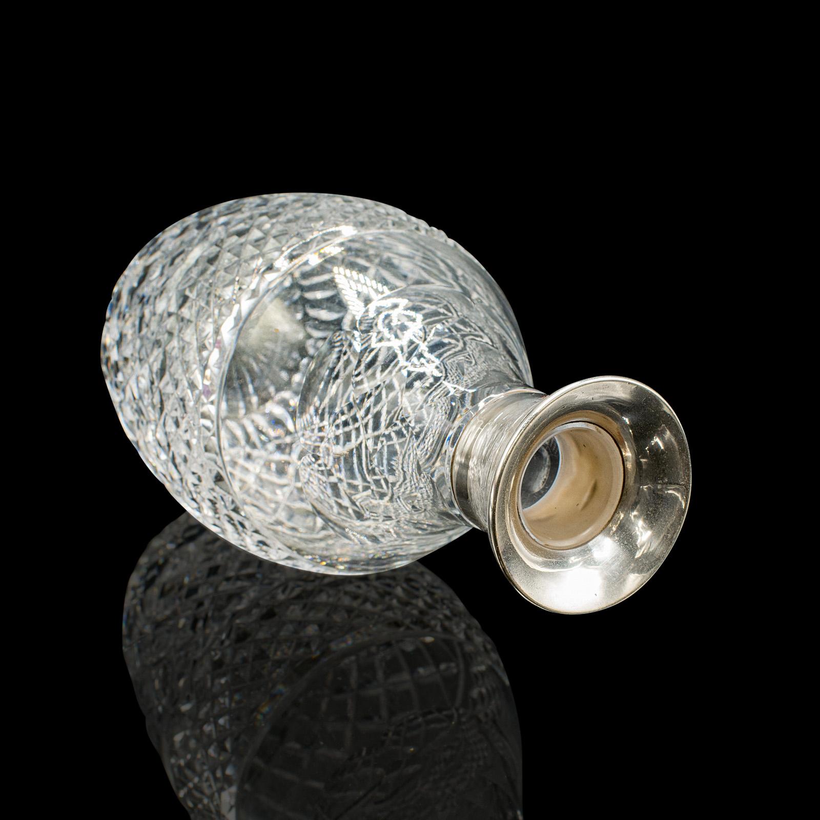 Vintage Port Dekanter, Englisch, geschliffenes Glas, Silber, Sherry, Punze, Mitte des Jahrhunderts im Angebot 1