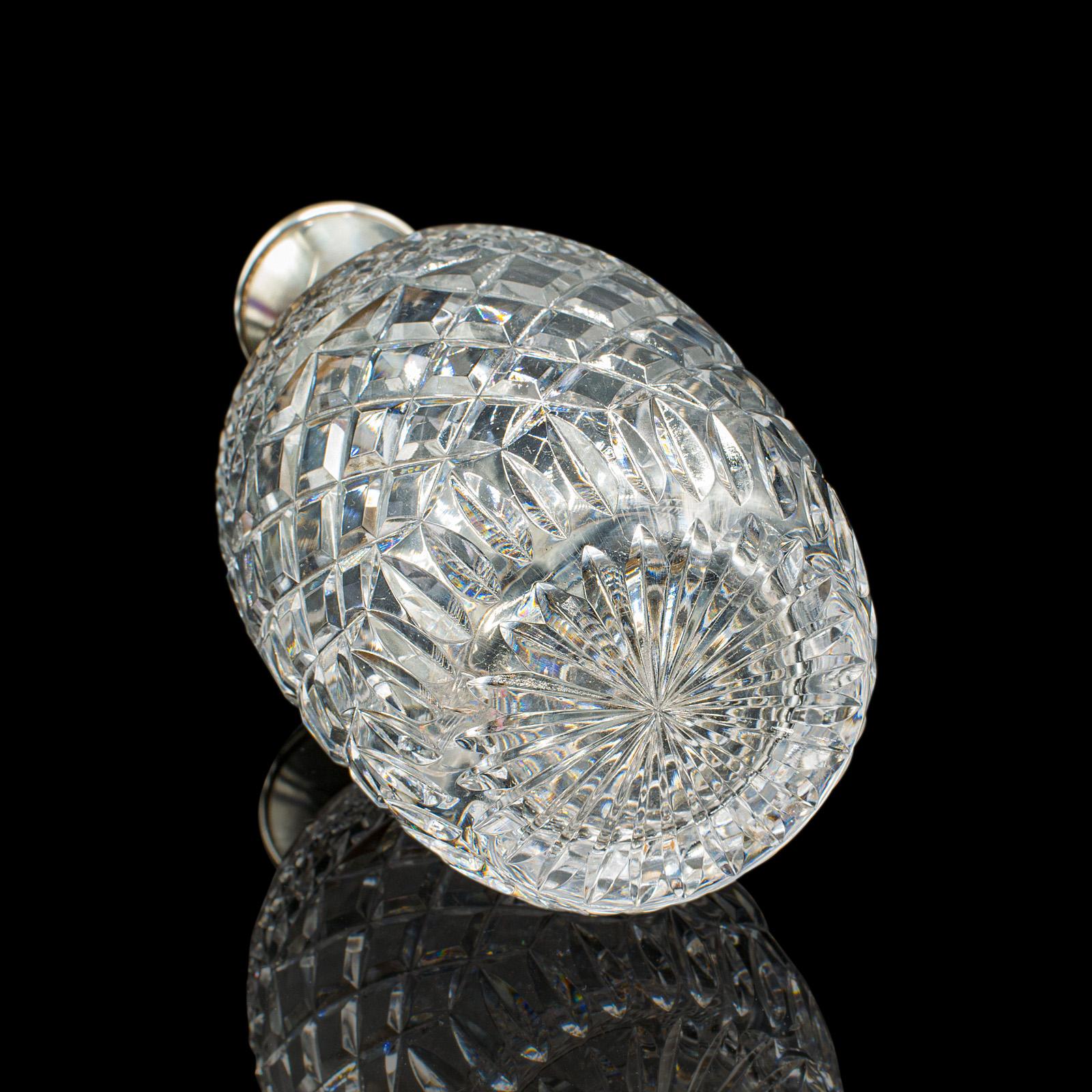 Vintage Port Dekanter, Englisch, geschliffenes Glas, Silber, Sherry, Punze, Mitte des Jahrhunderts im Angebot 2