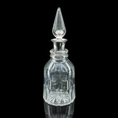Vintage Port Decanter, English, Glass, Spirit Vessel, Hallmarked Silver, 1928
