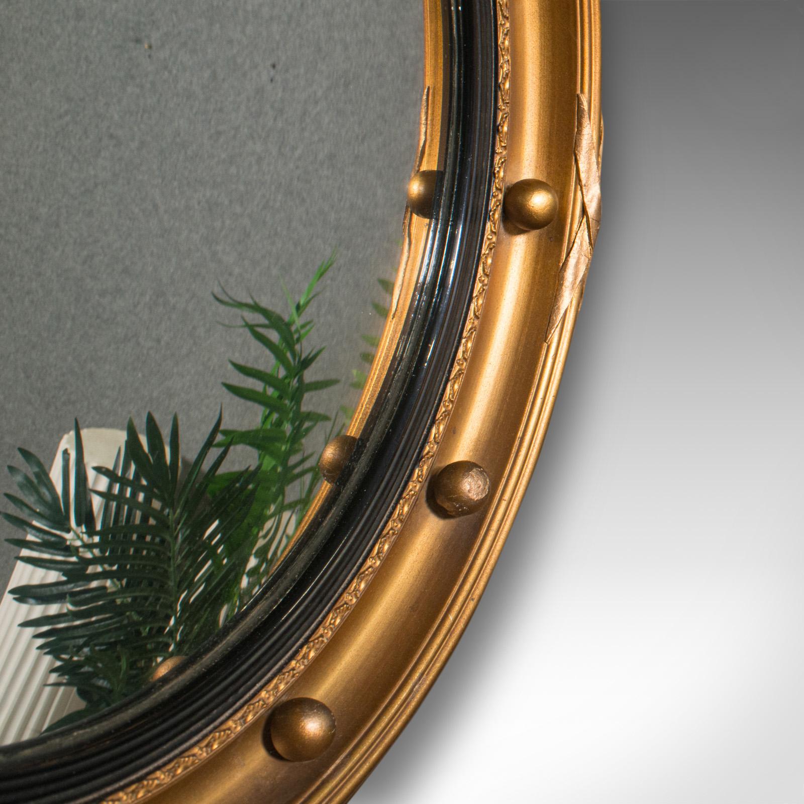 British Vintage Porthole Mirror, English, Decorative, Hall, Lounge, Regency Revival For Sale