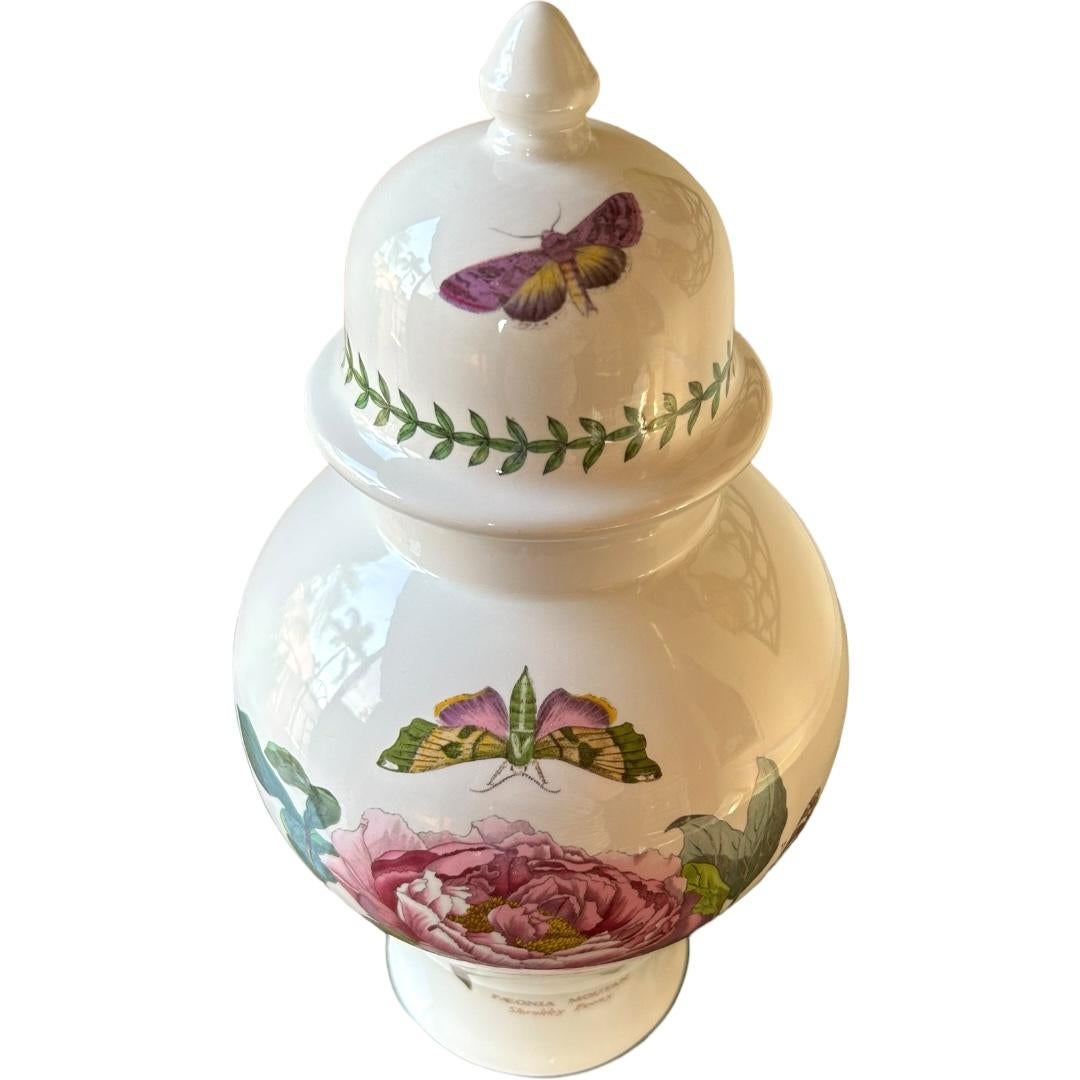 Add a touch of vintage charm to your home decor with this beautiful Portmeirion Botanical Garden “Peony” collection porcelain ginger jar.  Made in England, this multicolored floral patterned jar comes with a lid and has a glossy finish that adds to