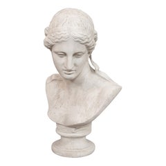 Vintage Portrait Bust English Plaster Statue Woman Classical Taste, 20th Century