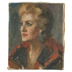 Ritratto di donna vintage, olio su tela, senza cornice