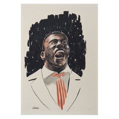 Vintage Portrait of African American Man Singing Watercolor Painting