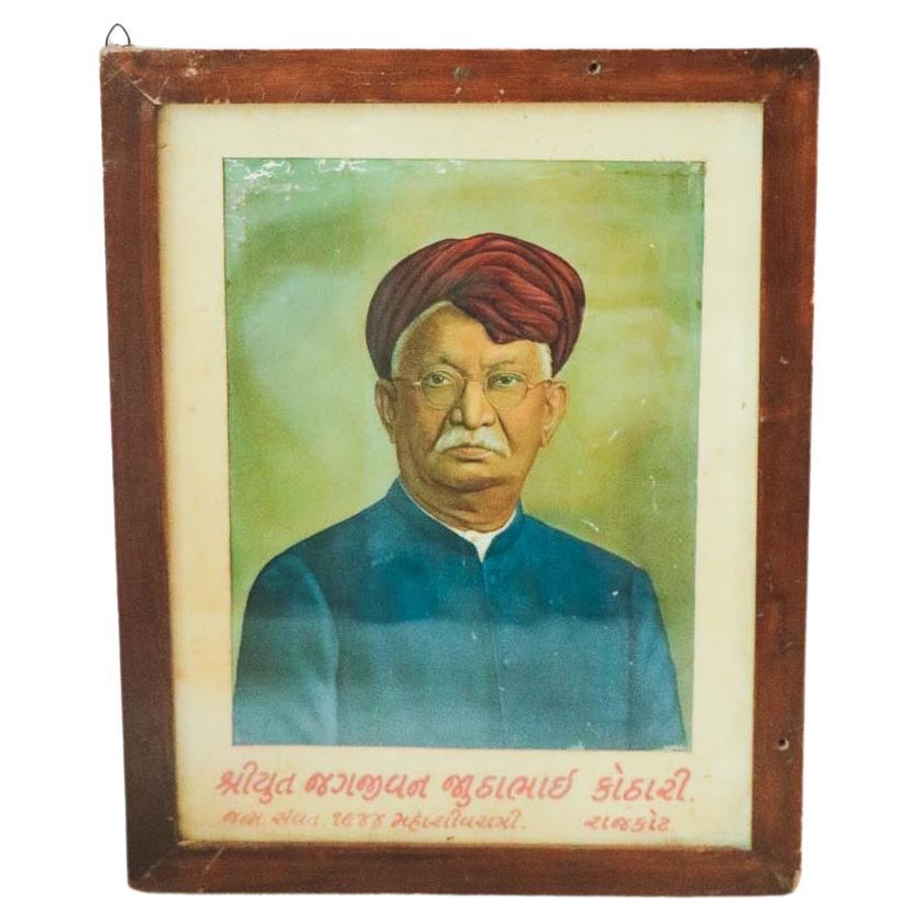 Portrait vintage d'un donateur indien en vente