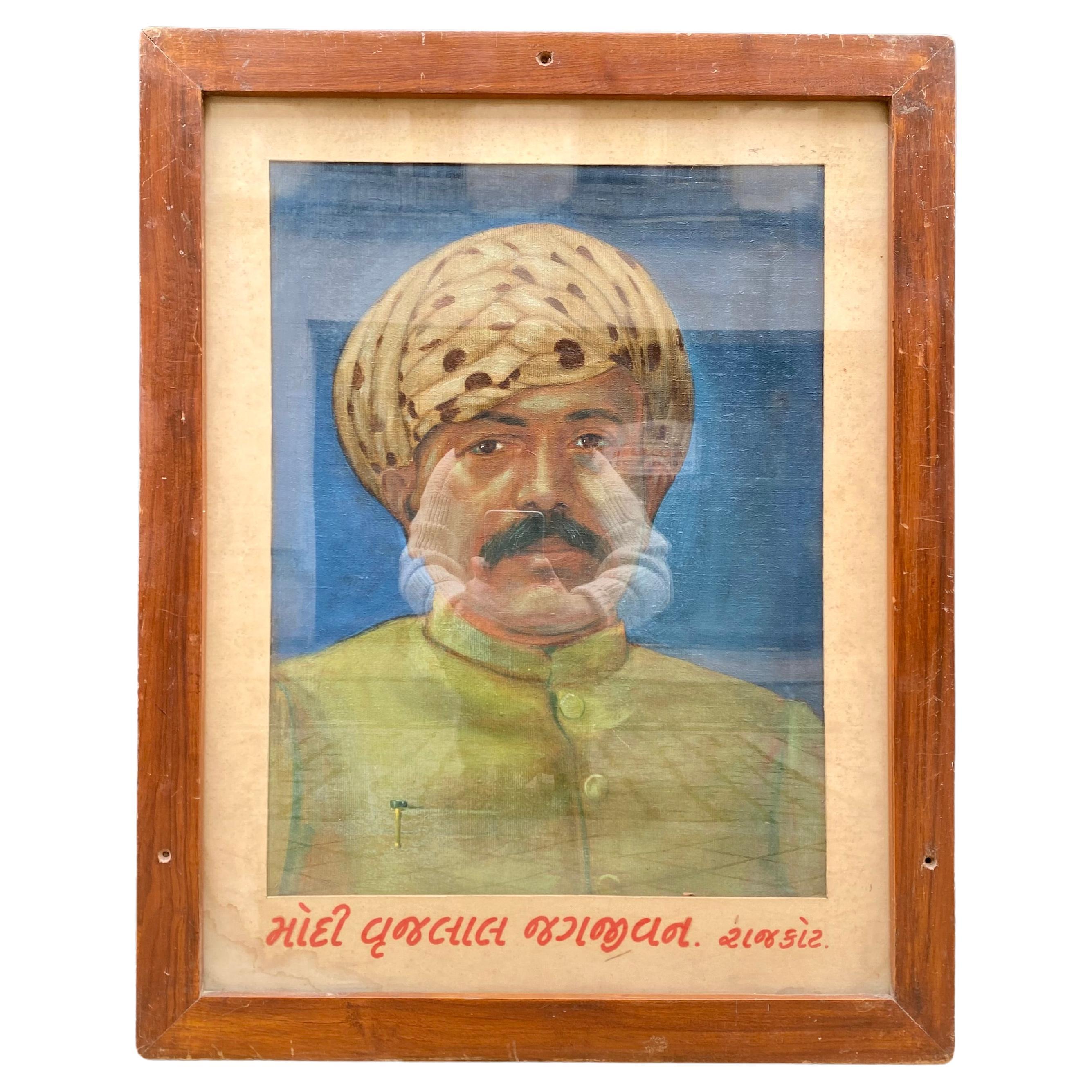 Portrait vintage d'un donateur indien en vente