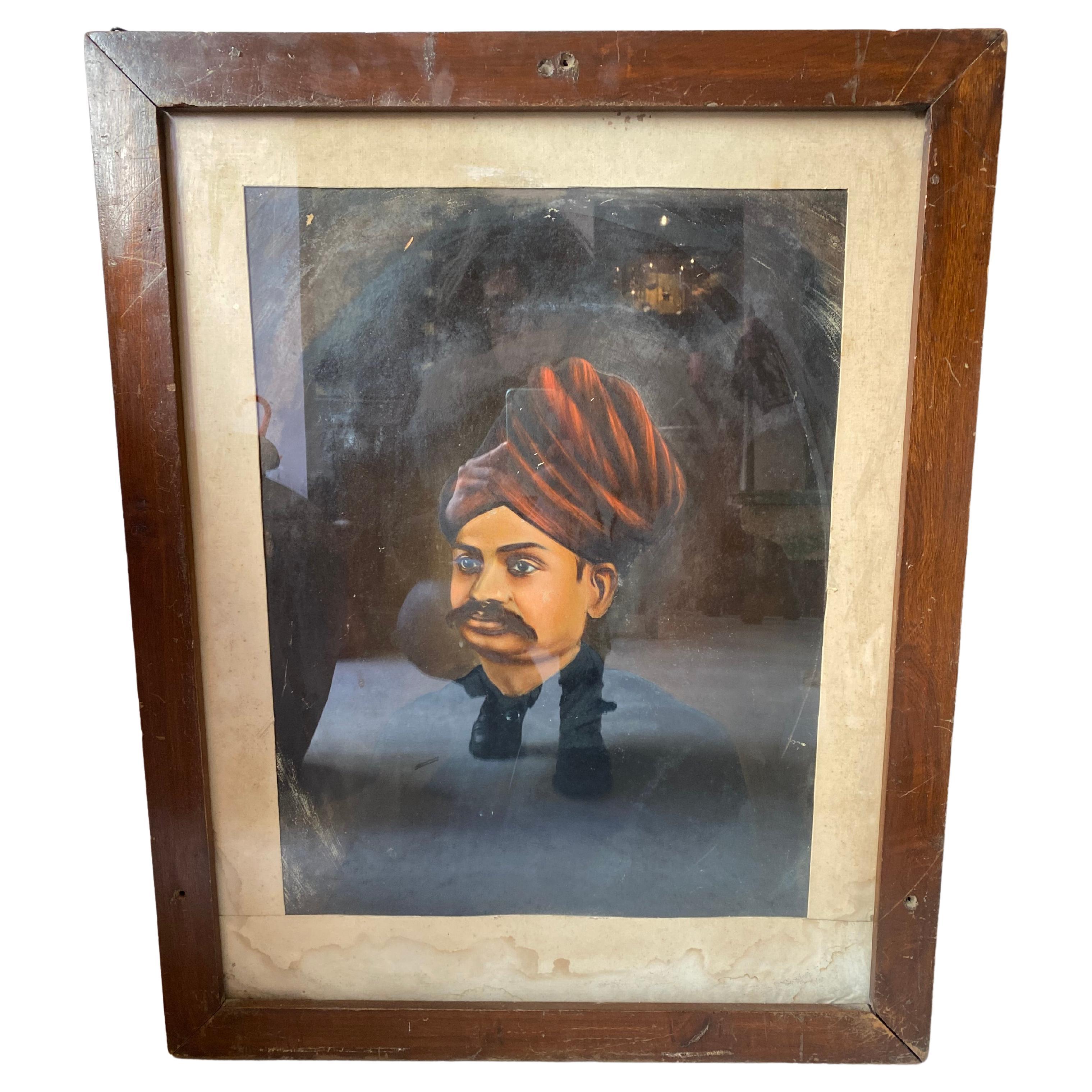 Vintage Portrait of an Indian donor For Sale