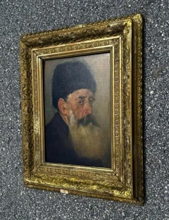 Vintage Portrait of Bearded Man Oil on Board