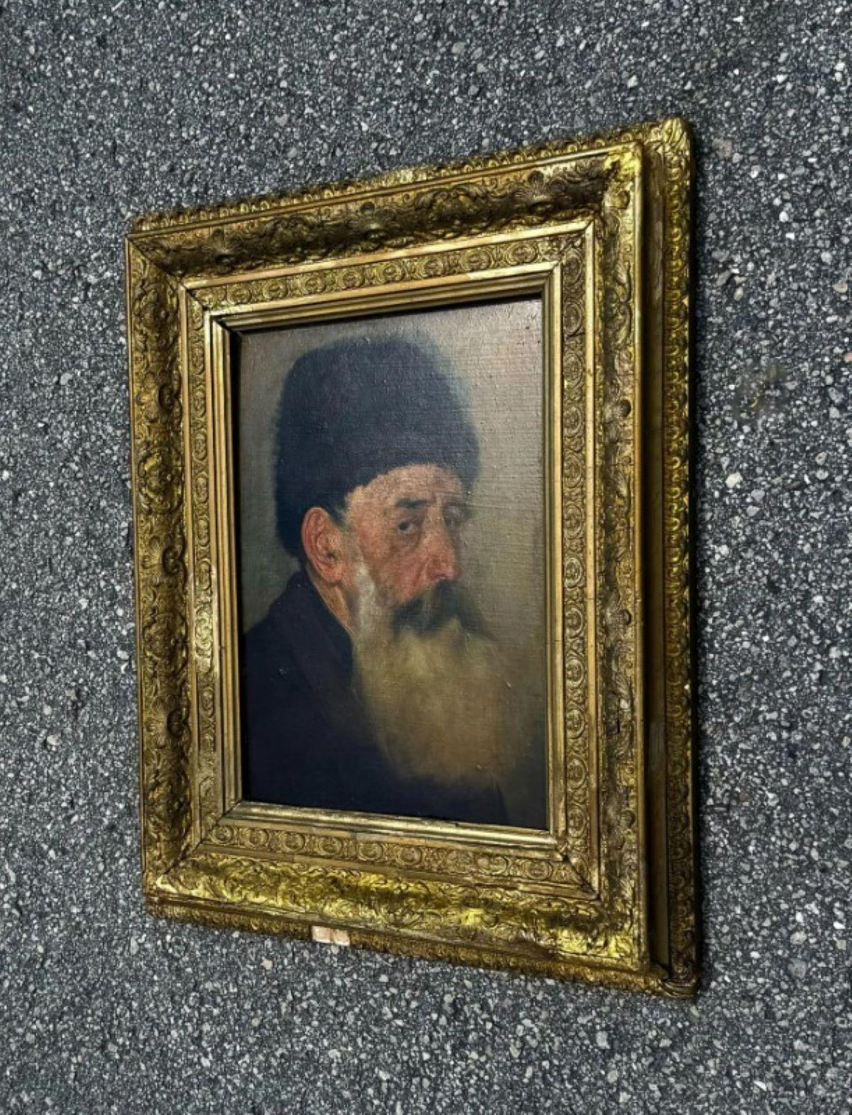 Vintage Portrait eines bärtigen Mannes Öl auf Karton (Böhmisch) im Angebot