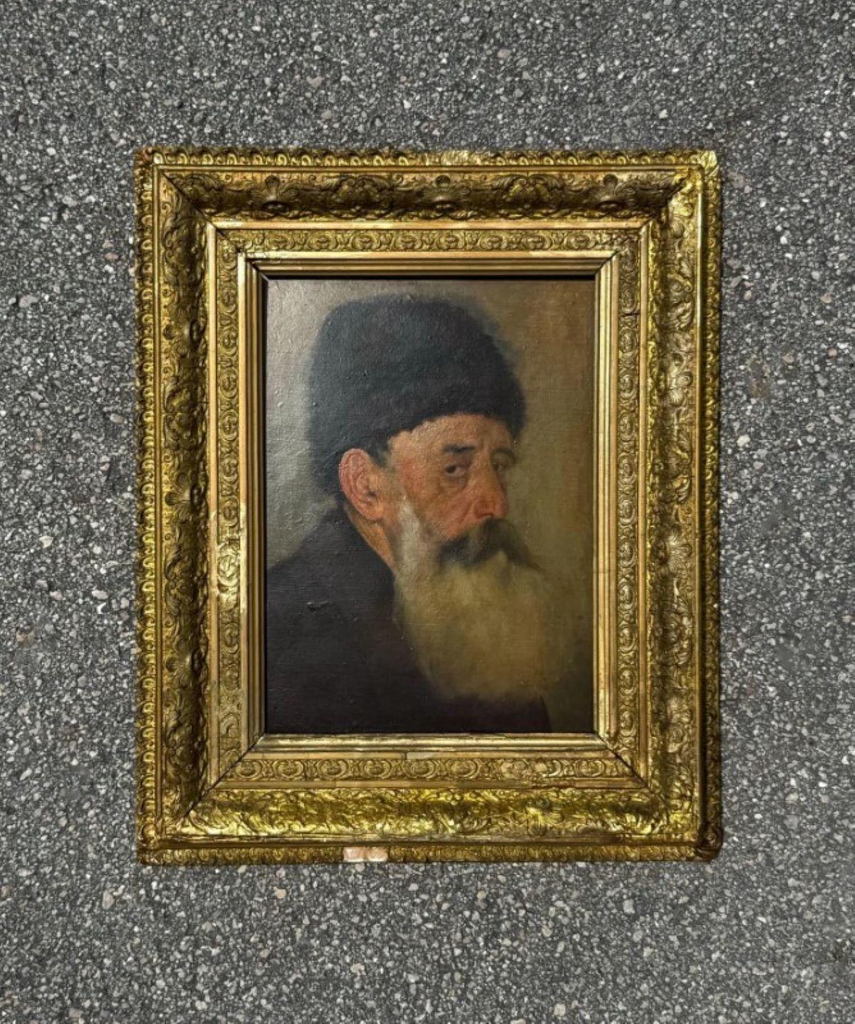 Vintage Portrait eines bärtigen Mannes Öl auf Karton (Britisch) im Angebot