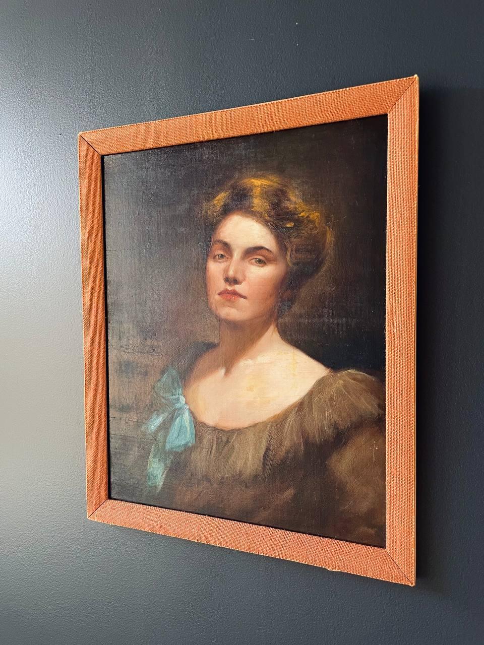 Pintura Vintage Retrato de mujer Estadounidense en venta