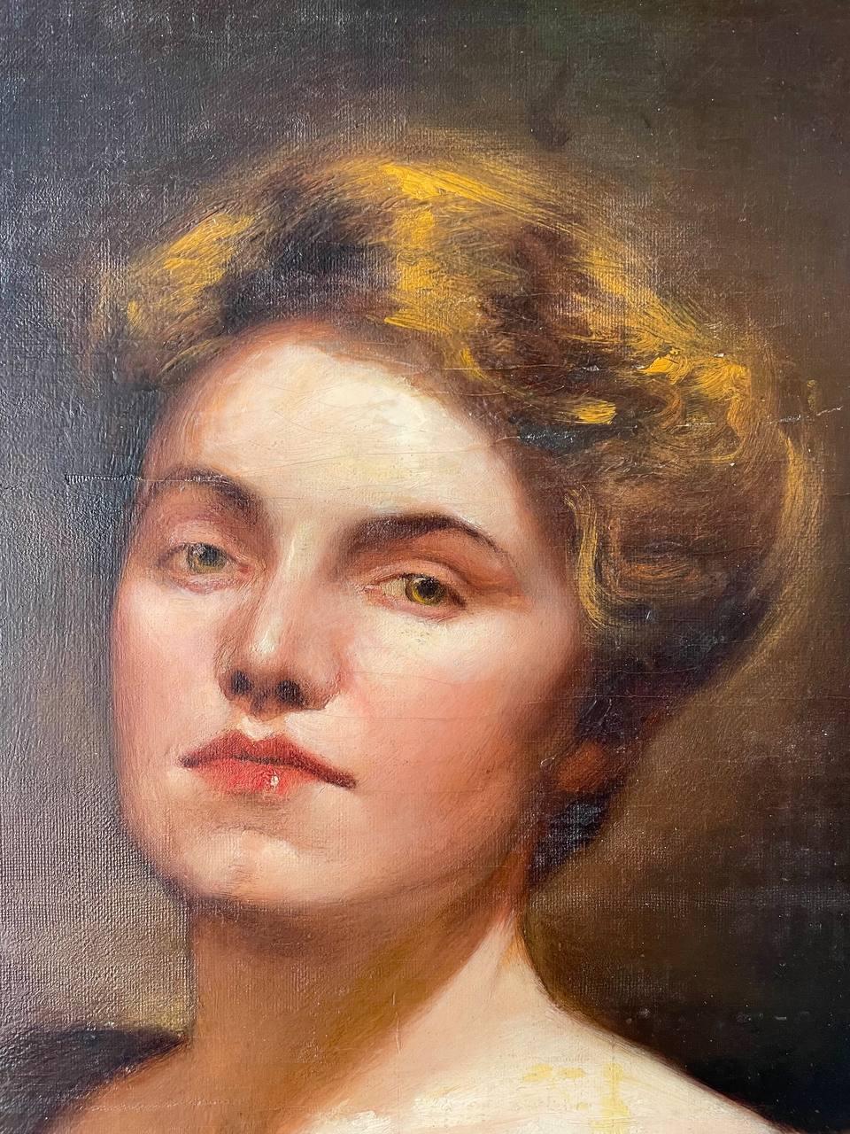Pintura Vintage Retrato de mujer en venta 2